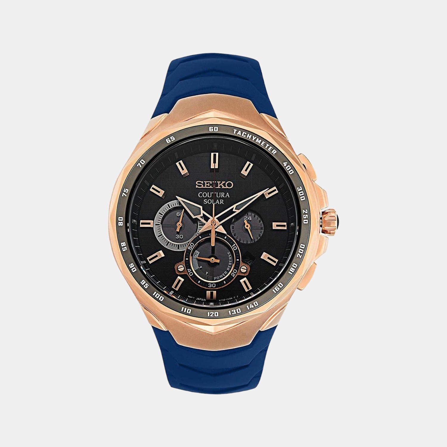 Seiko Coutura Men Solar Blue Dial Chronograph Leather Watch SSC800P1