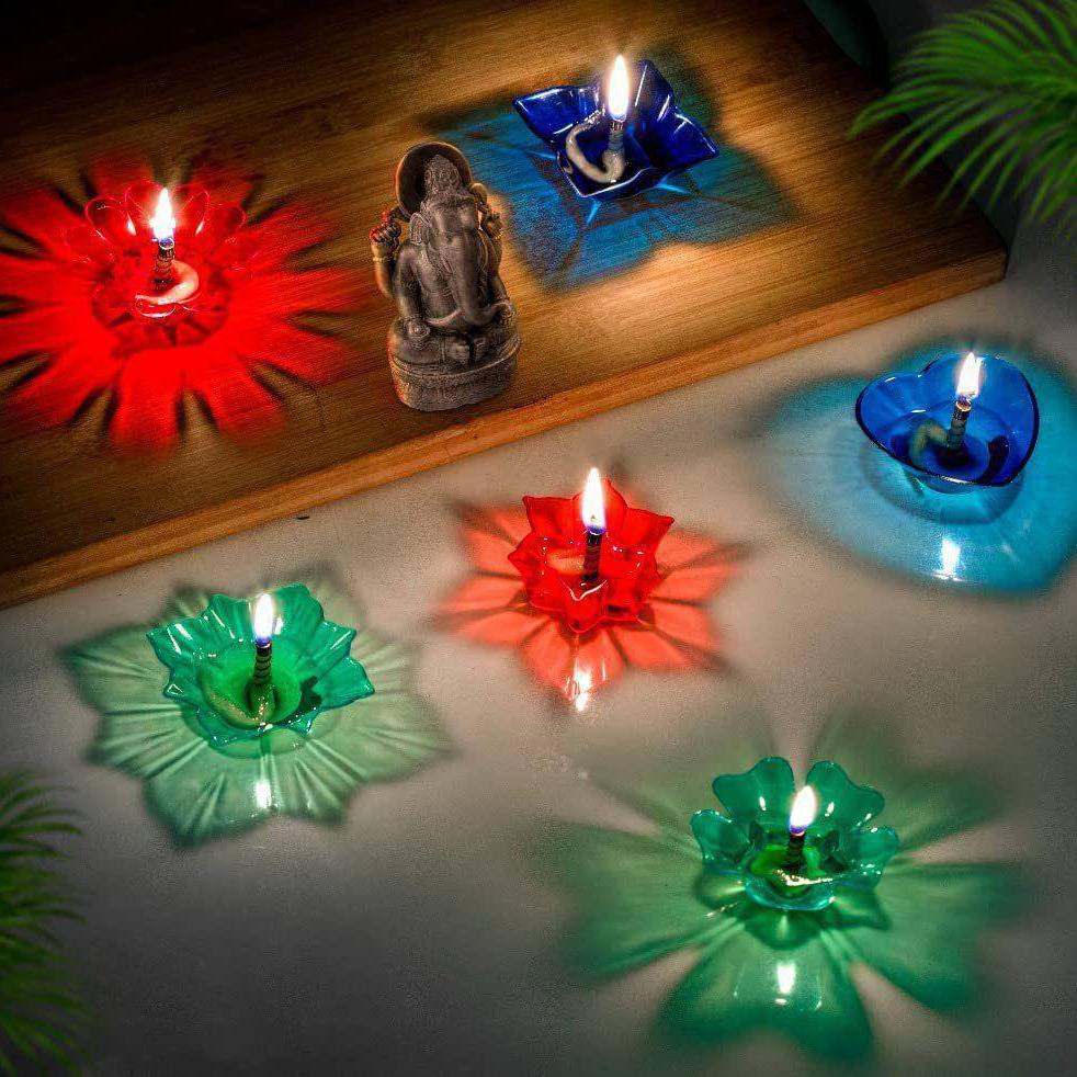 Fab Alchemy 3D Reflection Diya (Set of 12)