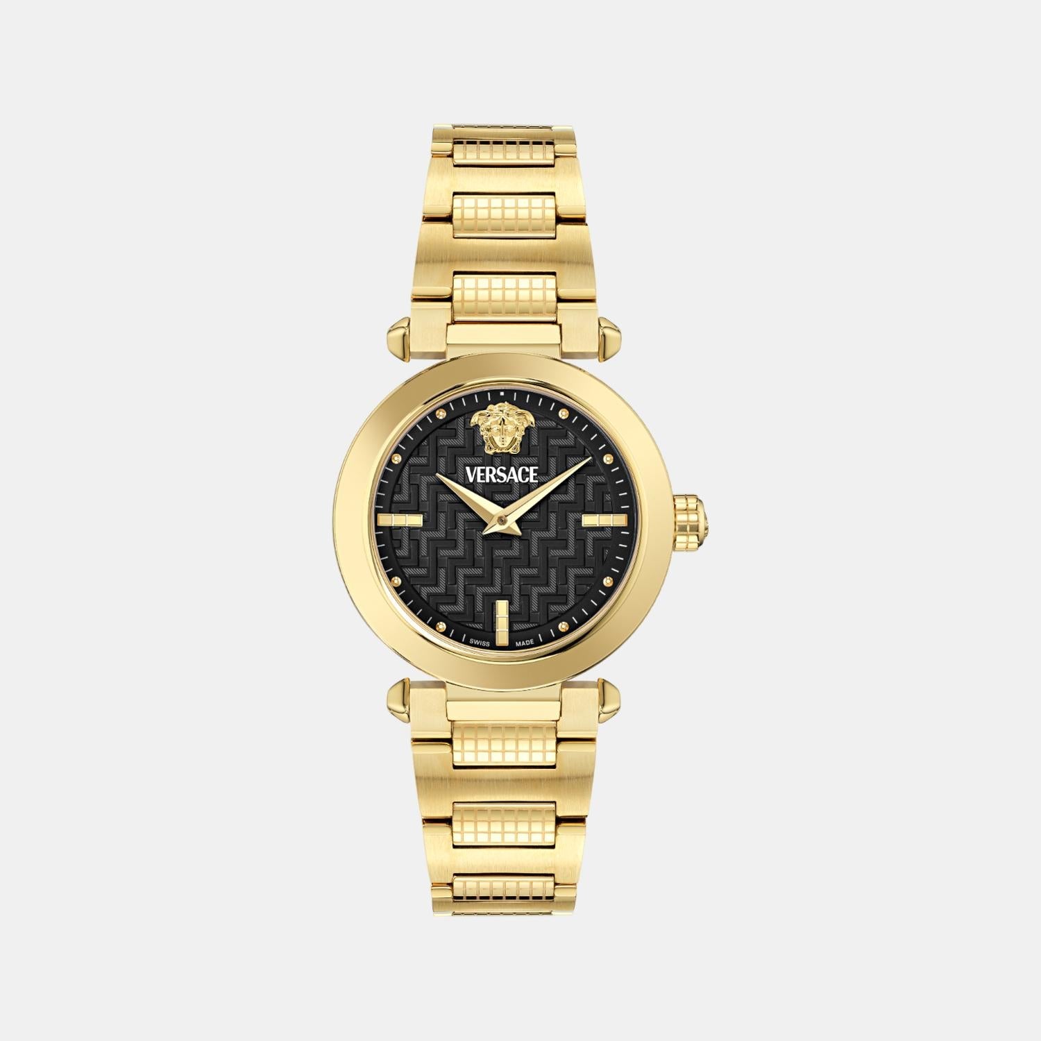 Versace Greek Women Quartz Black Dial Analog Stainless Steel Watch VE5B00625