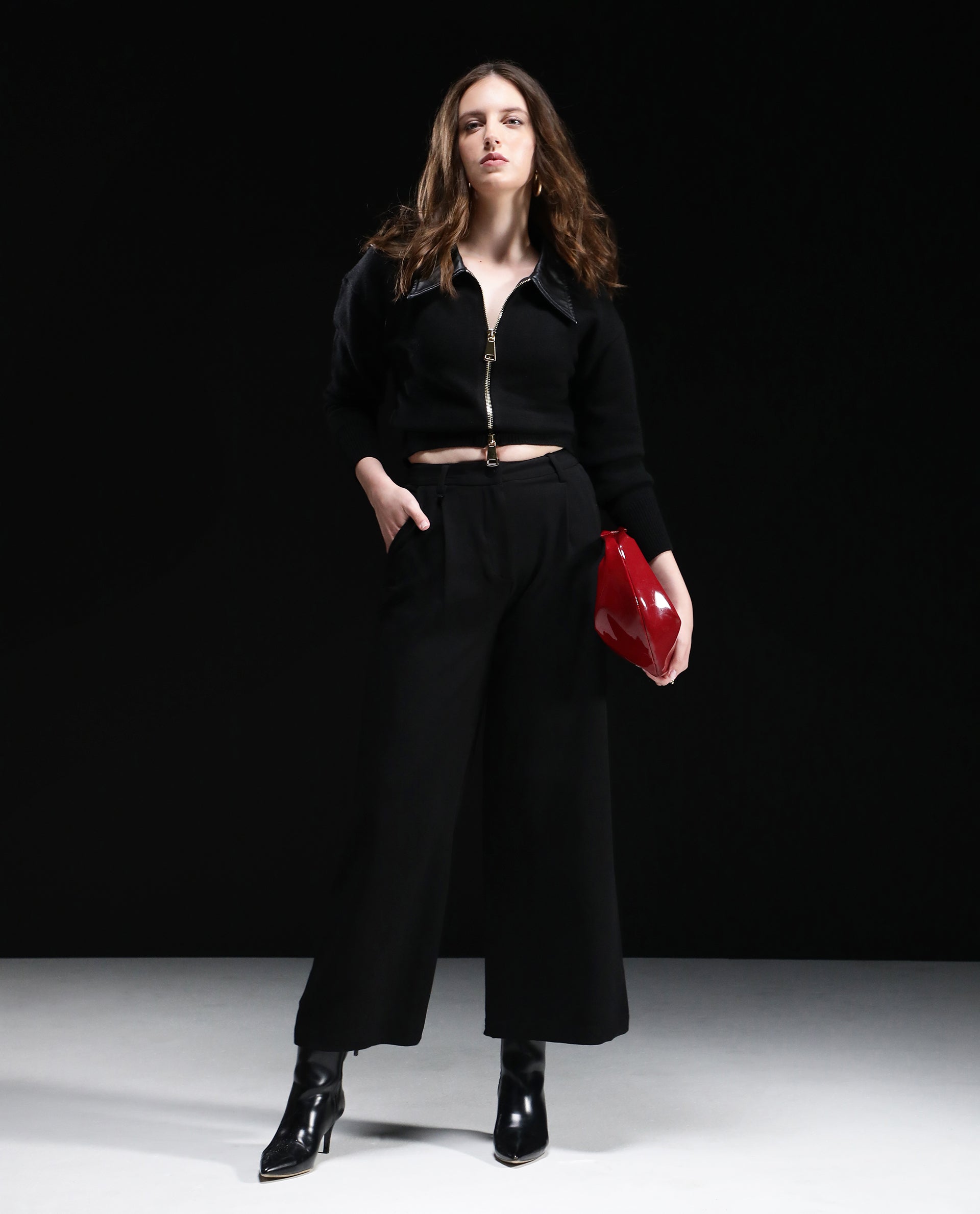 Rareism Women Serpen Black Relaxed Fit Plain Jacket - view 2