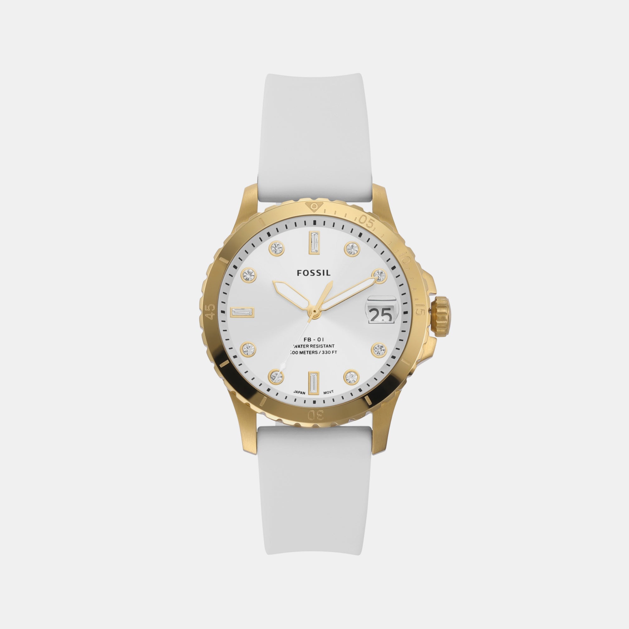 Fossil Fb-01 Women Quartz Silver Dial Analog Silicone Watch ES5286
