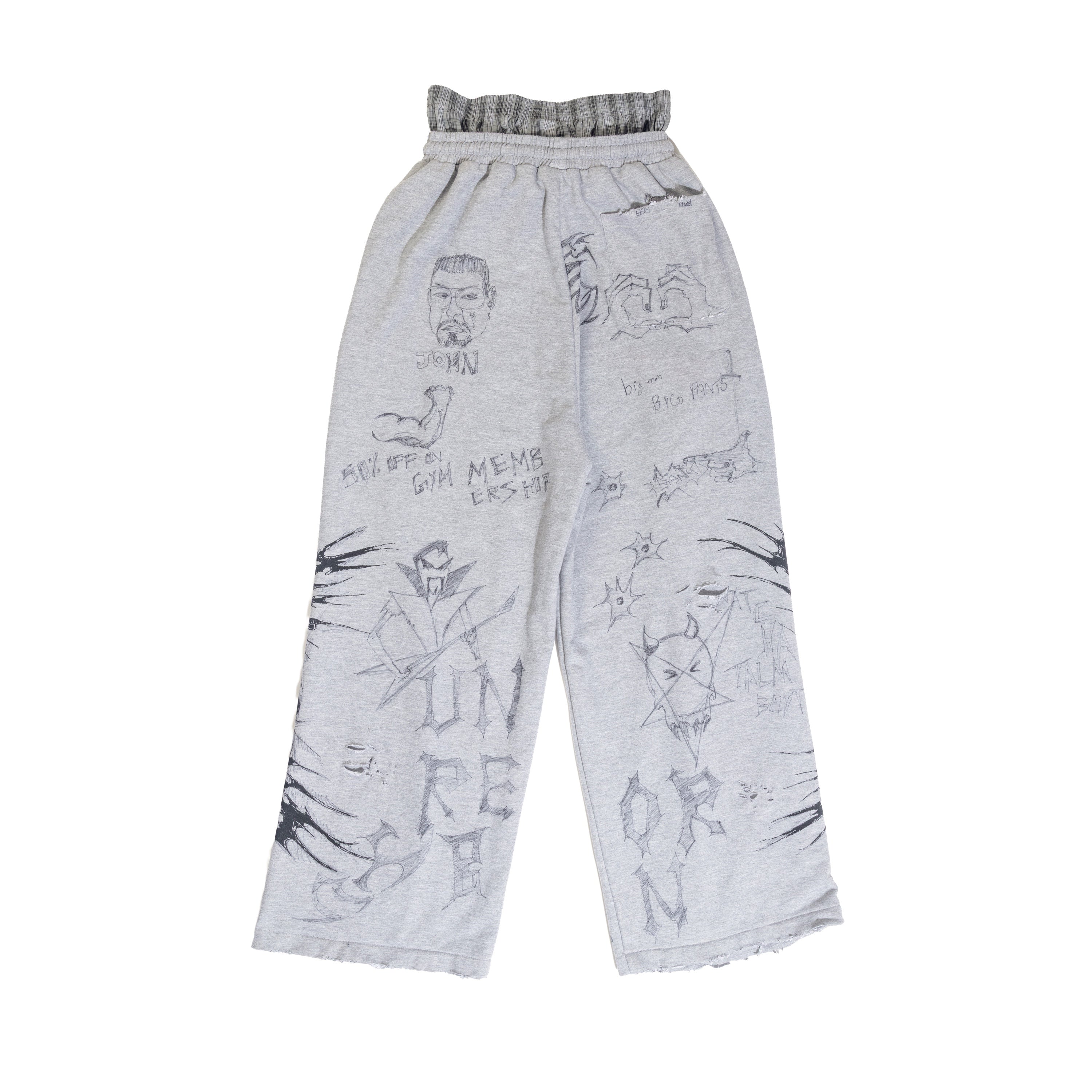 Unreborn Project Boxer Sweatpants - Grey Melange (Graffiti version) - view 2
