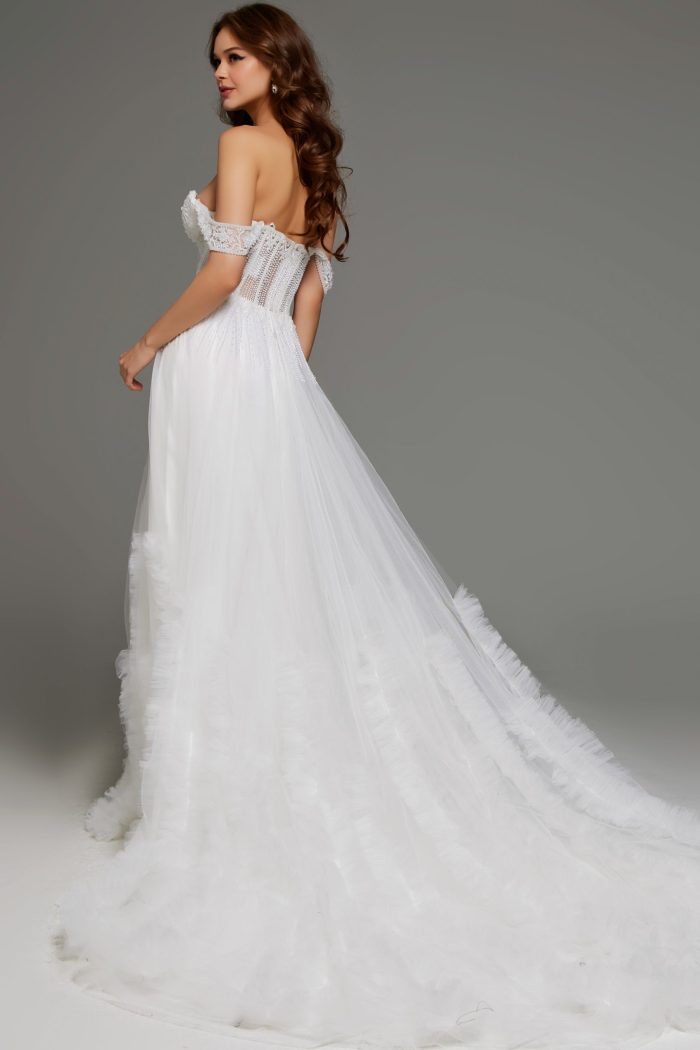 Jovani JB41159 Briddal Gown Long Ruffle Wedding Dress - view 2