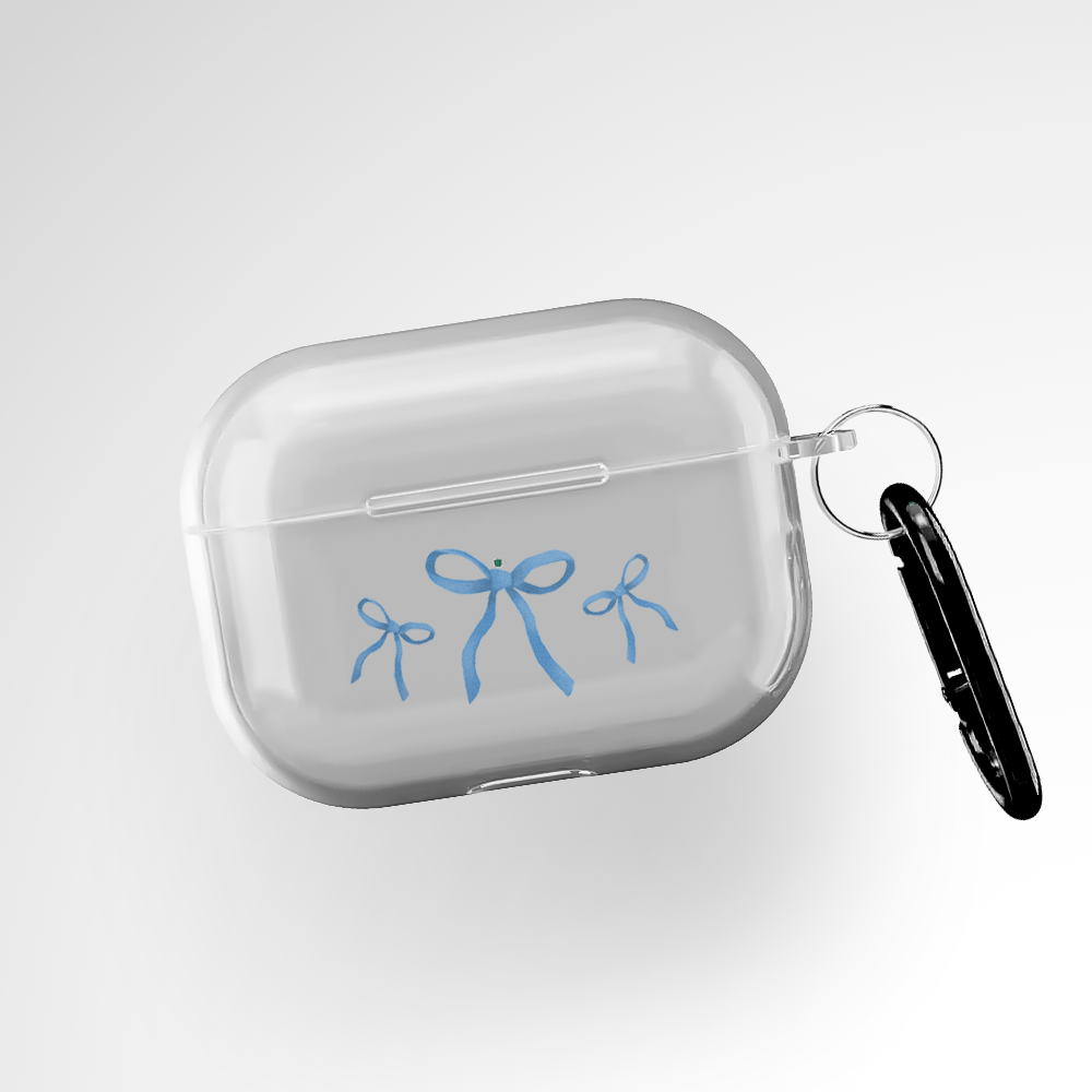 Cover It Up Aesthetic Blue Bow Clear Airpods Pro Case Covers