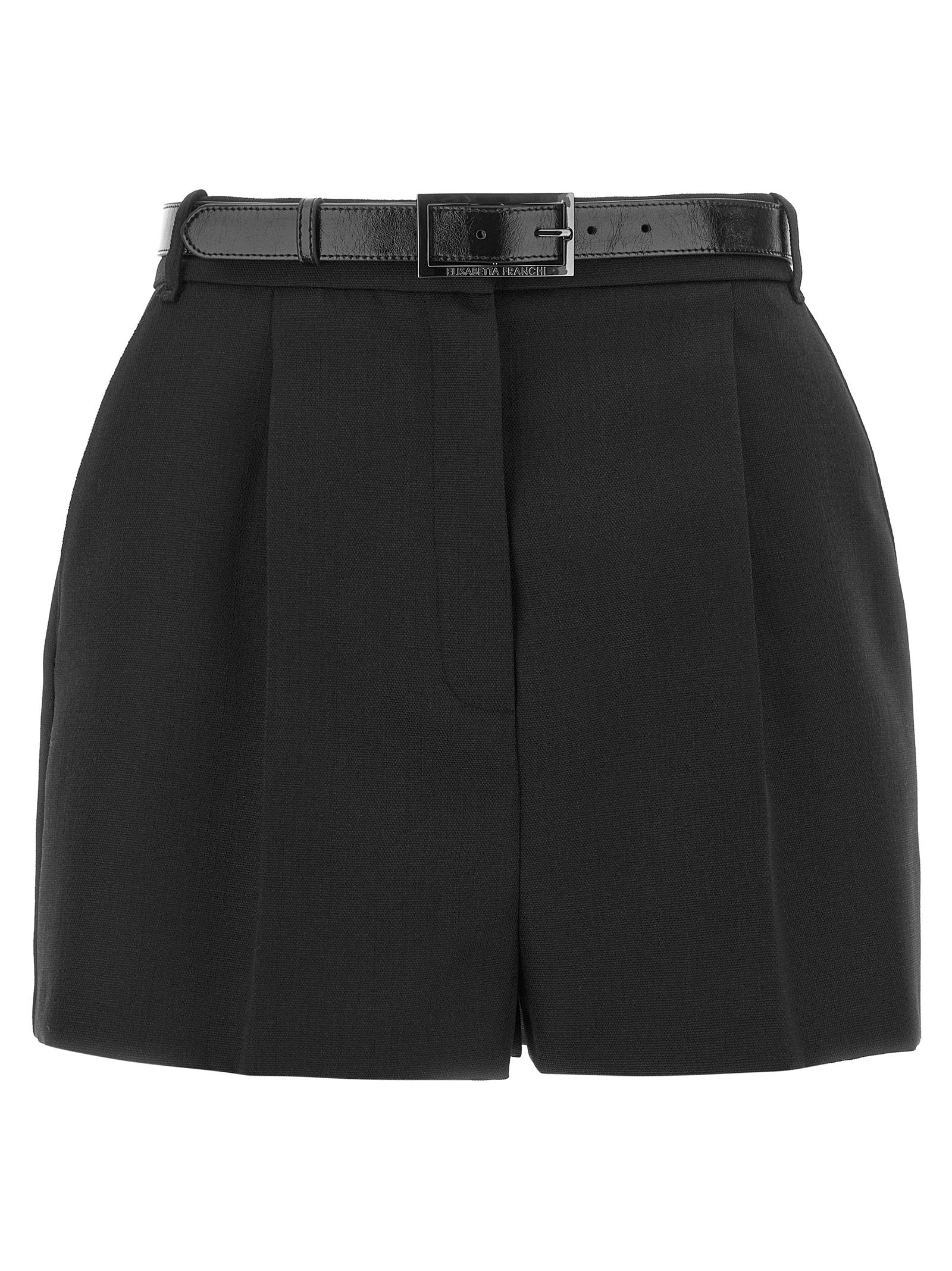 Elisabetta Franchi Belted Wool Shorts – 100% virgin wool
