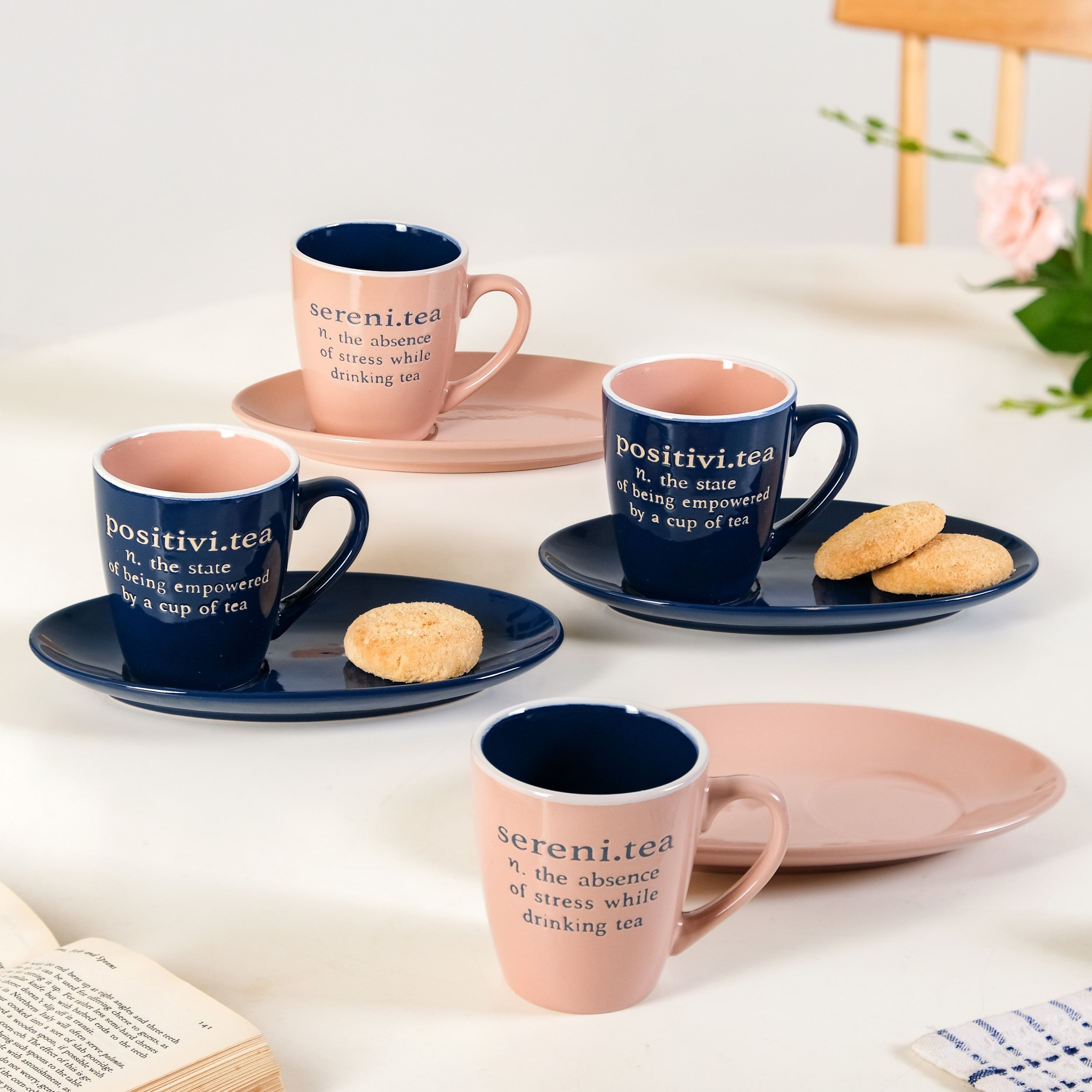 Nestasia Quote Mugs Gift Set With 4 Cups 4 Saucers 250ml