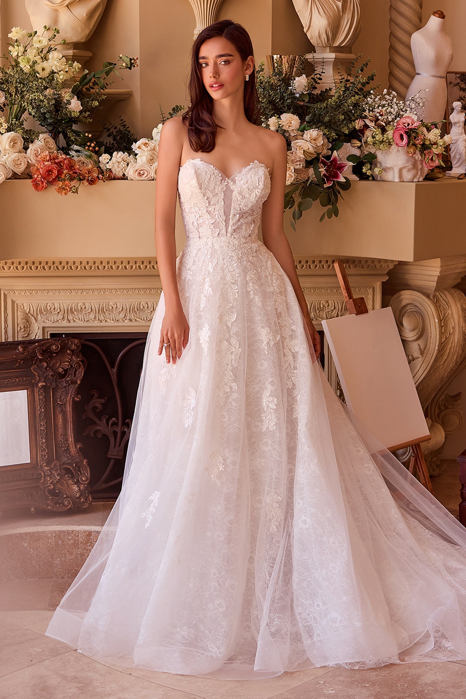 Cinderella Divine Applique Strapless A-line Bridal Gown by Ladivine WL052 - view 3