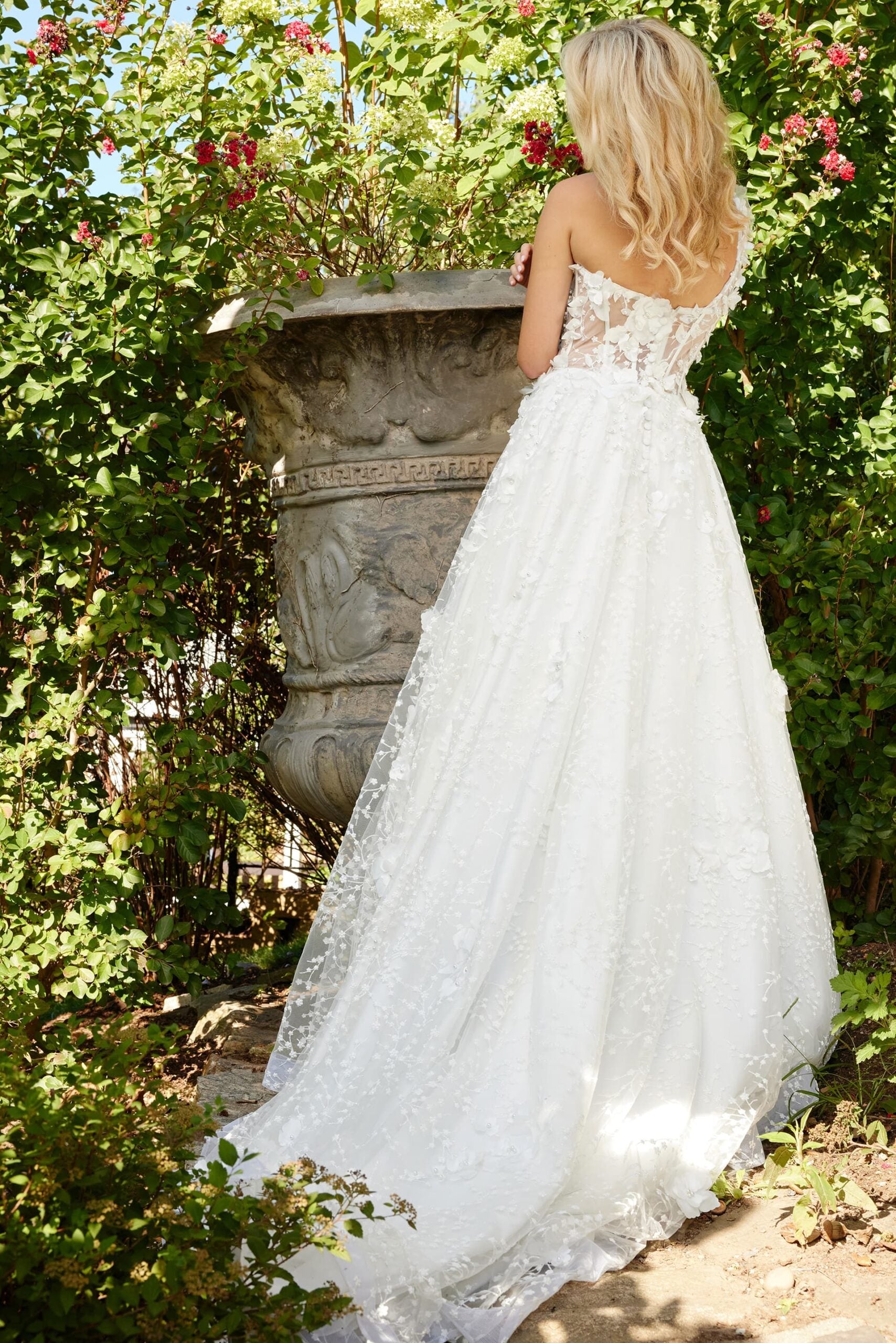 Jovani JB23918 Ruffle Long A Line Pleated Wedding Dress - view 2