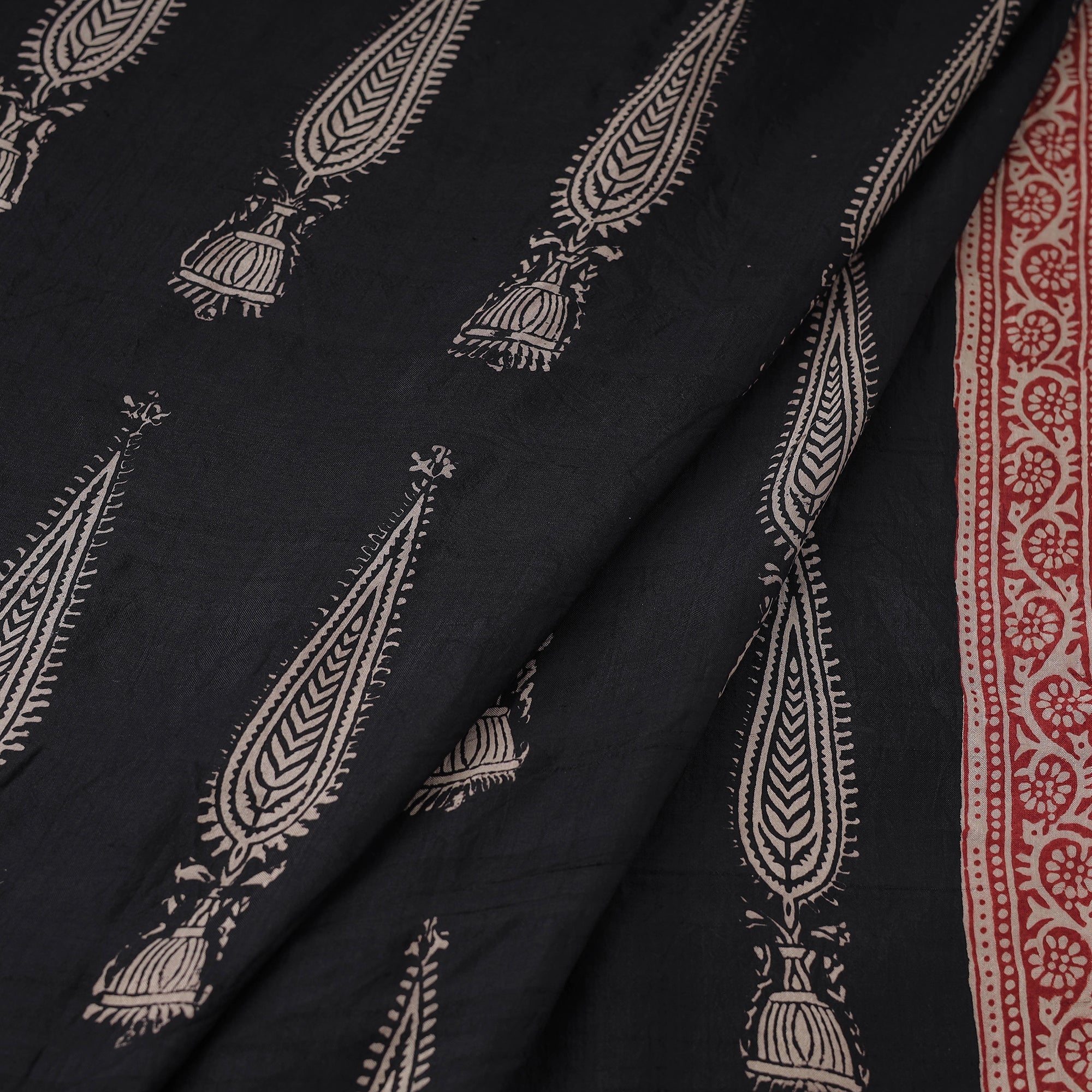 BAGH PRINTS BY UMAR FARUK KHATRI Black - Mulberry Silk Bagh Print Fabric 07 - view 2