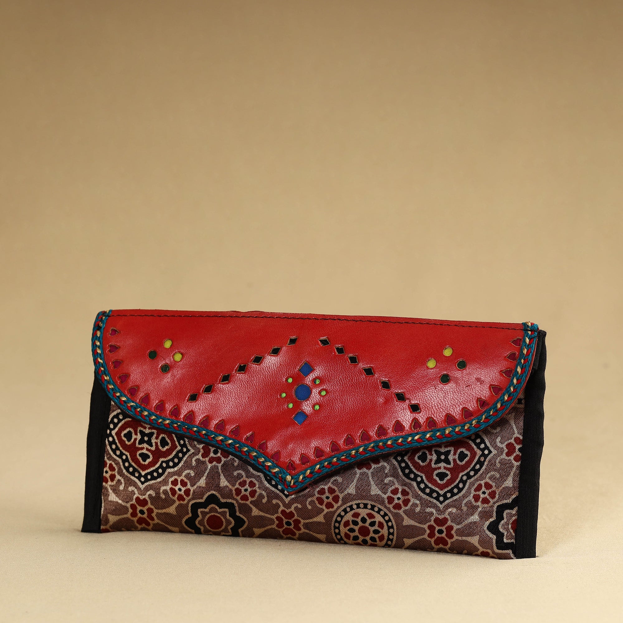 ANCHAL BIJLANI PATHUBHAI Brown - Kutch Embroidery Mashru Silk Handmade Leather Wallet 12 - view 2