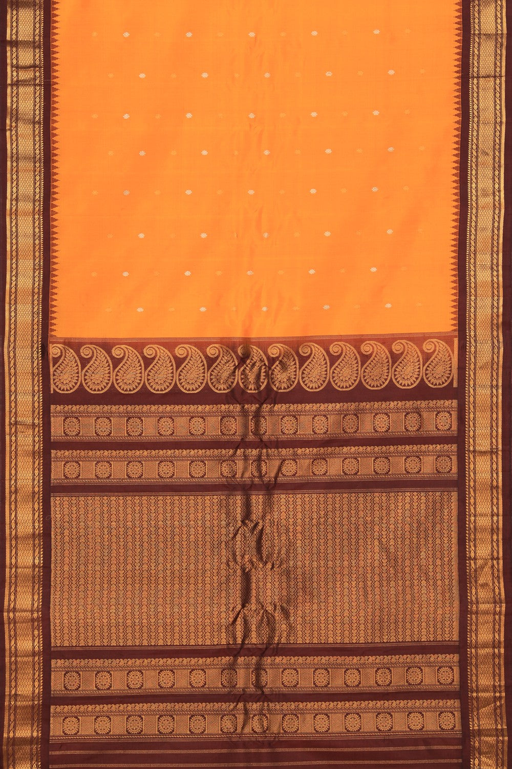Kalanjali Gadwal Silk Orange Saree – Women's - view 3