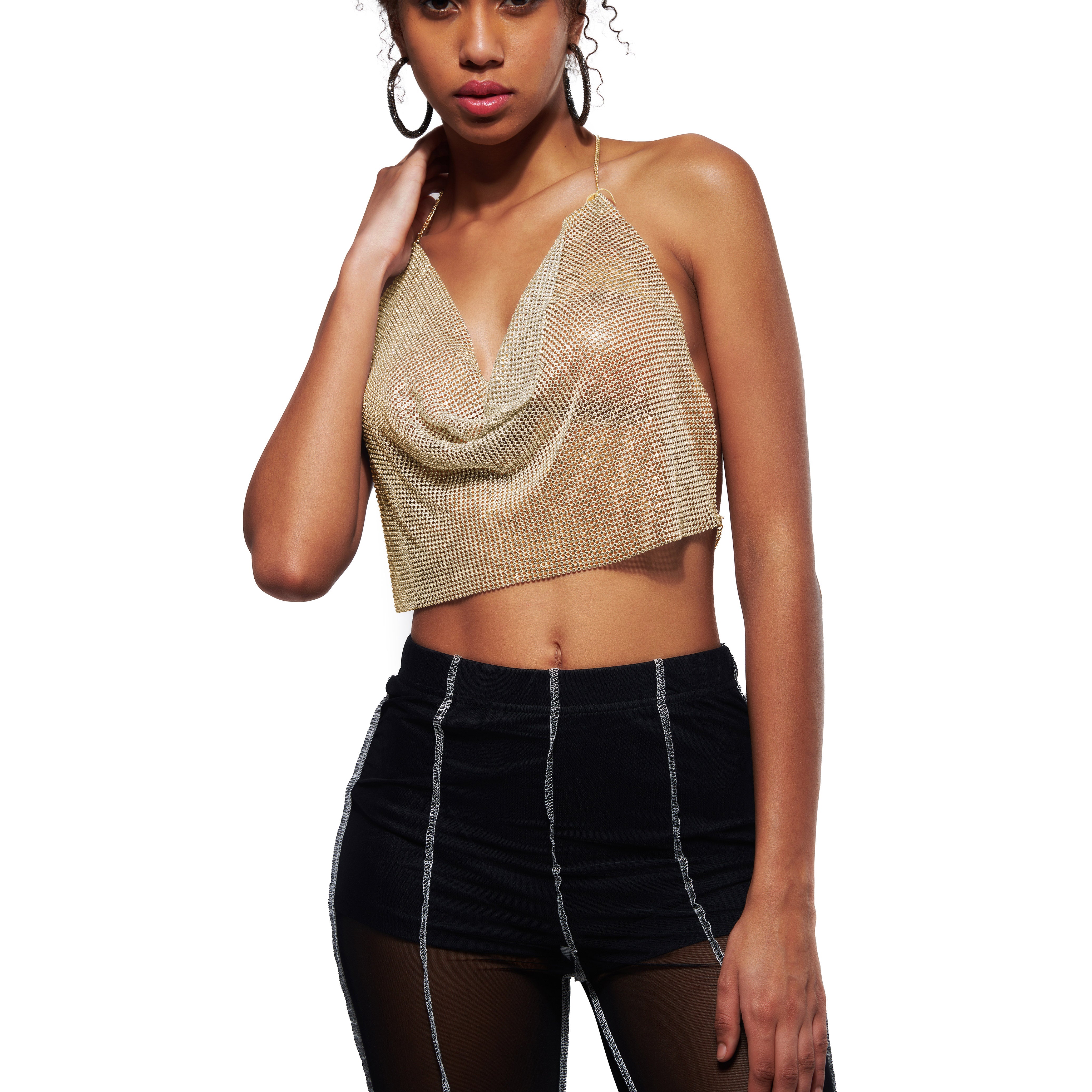 Glam Stardust Rhinestone Gold Top - view 2