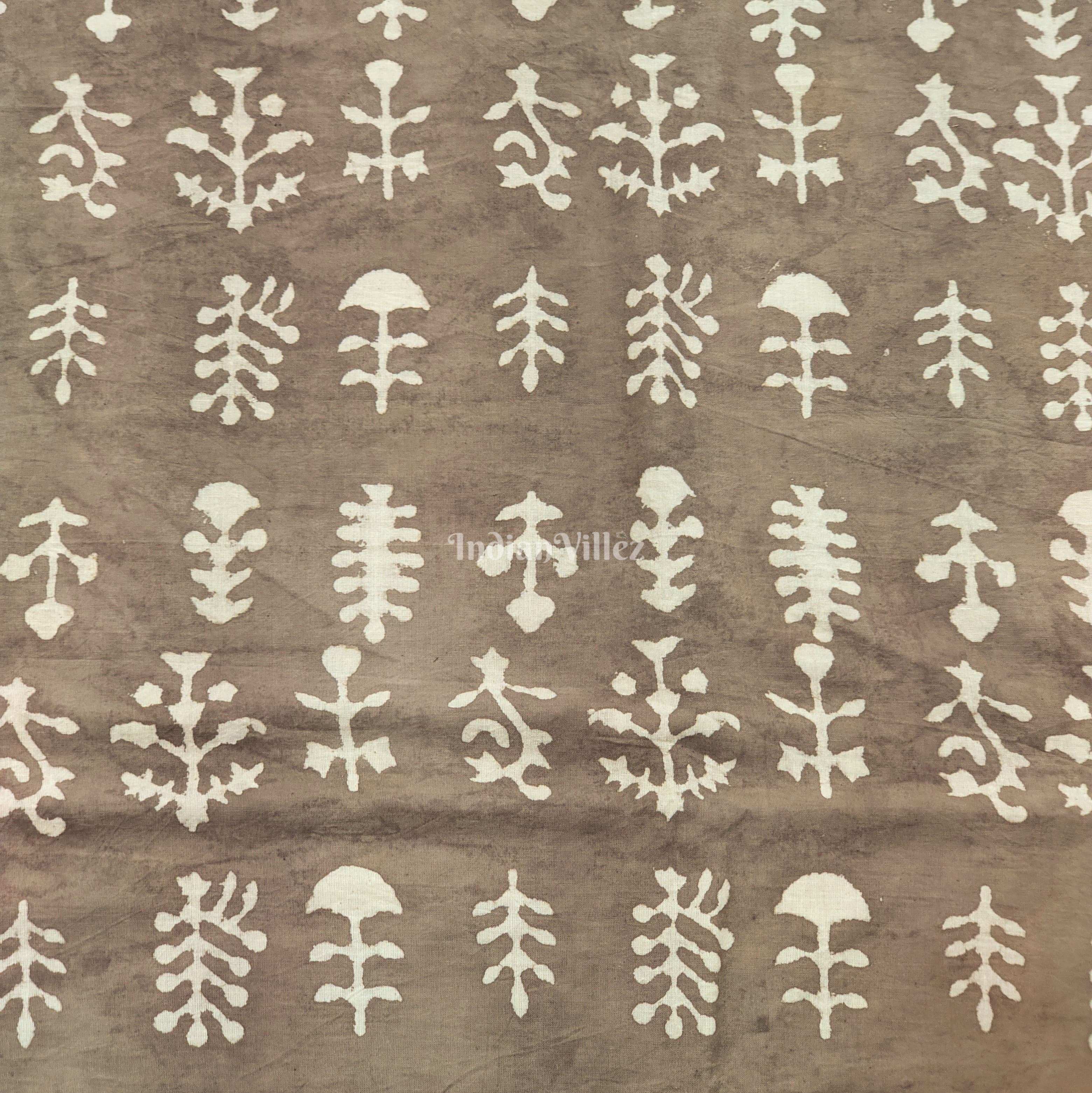 IndianVillèz Gray Floral Hand Block Printed Cotton Fabric - view 2