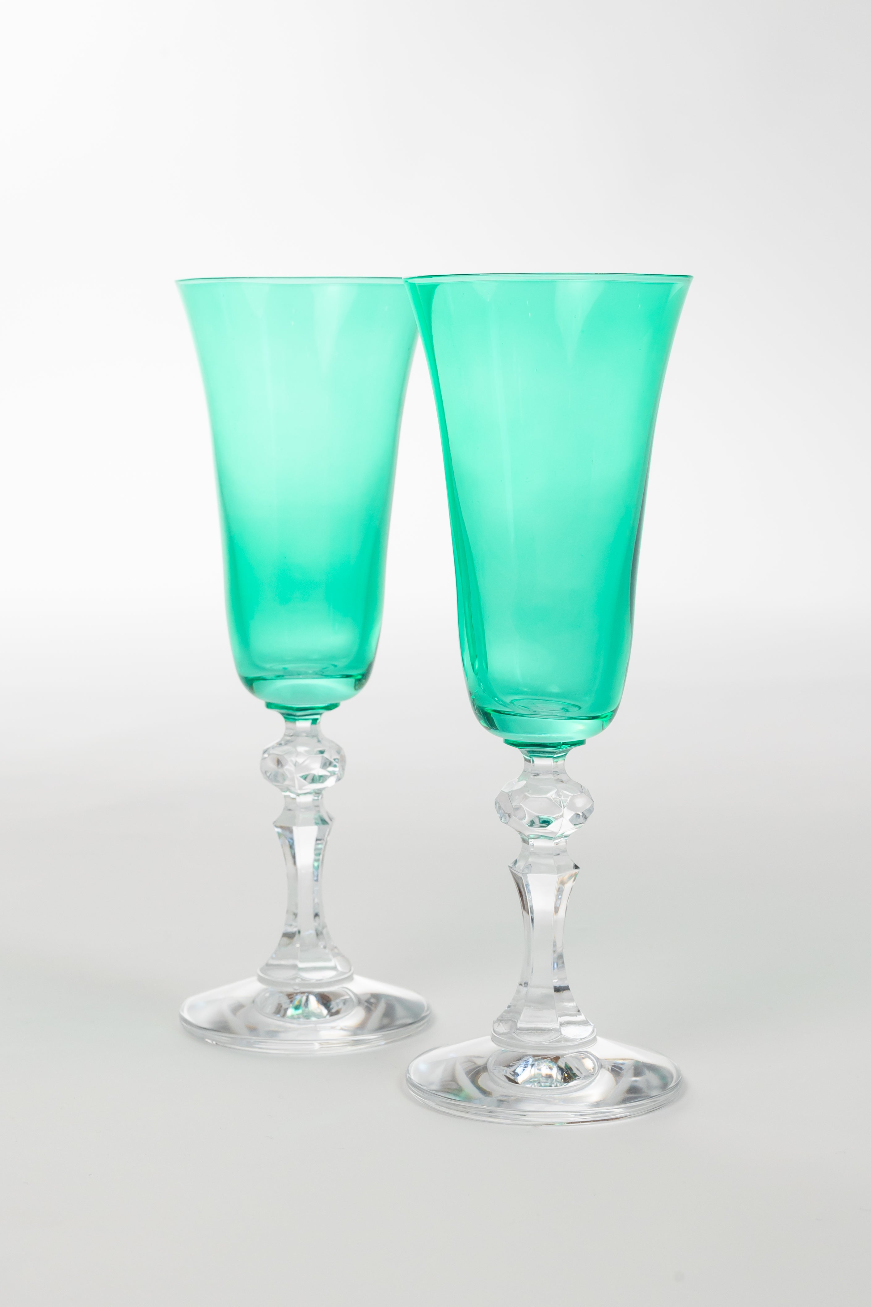 Estelle Colored Glass Estelle Colored Regal Flute With Clear Stem - Set of 2 {Kelly Green}