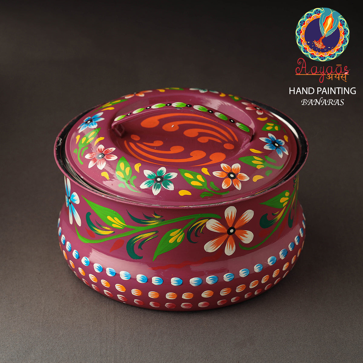 AAYAAS Banaras Handpainted Stainless Steel Casserole