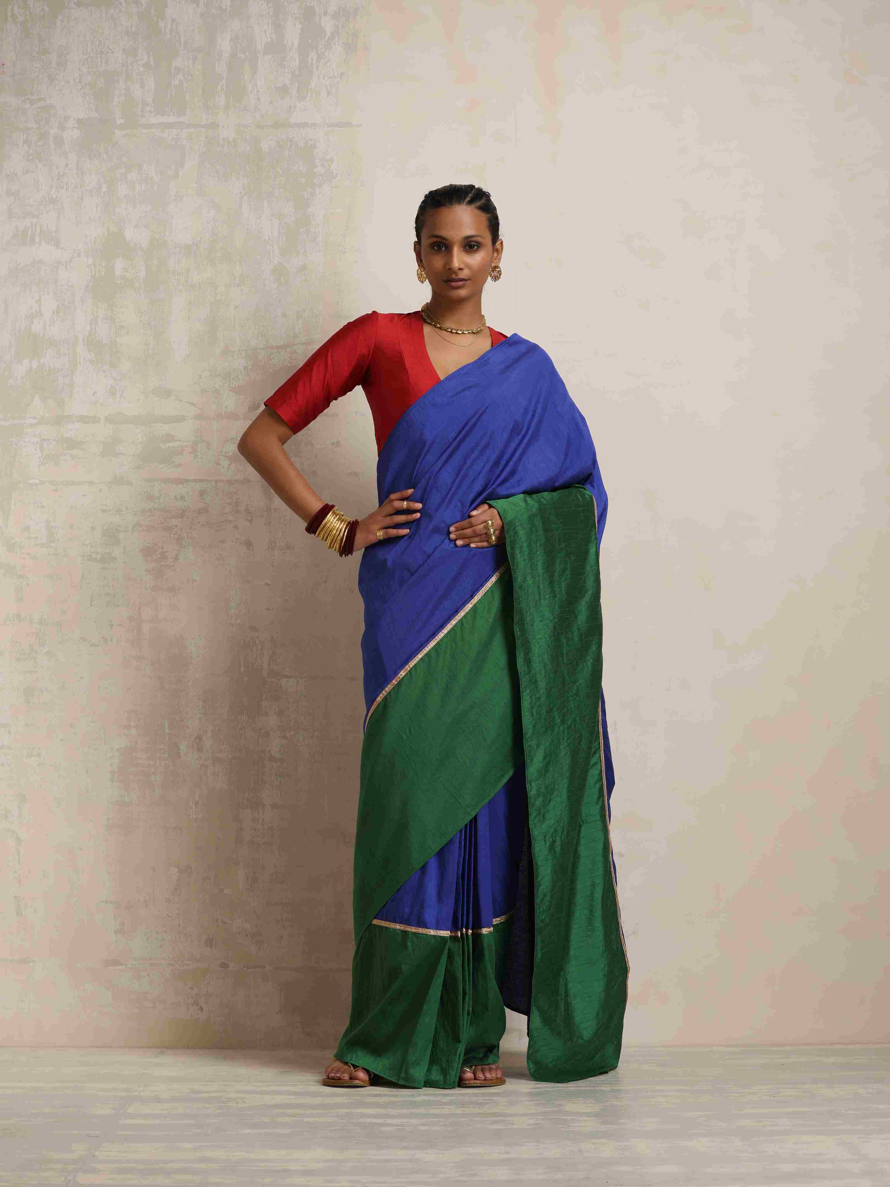 trueBrowns Blue Silk Ready To Wear Saree – Women's - view 3