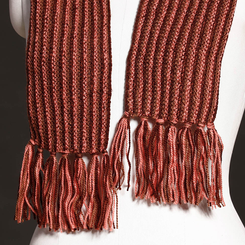 KILMORA Brown - Kumaun Hand Knitted Woolen Muffler (66 in) - view 2