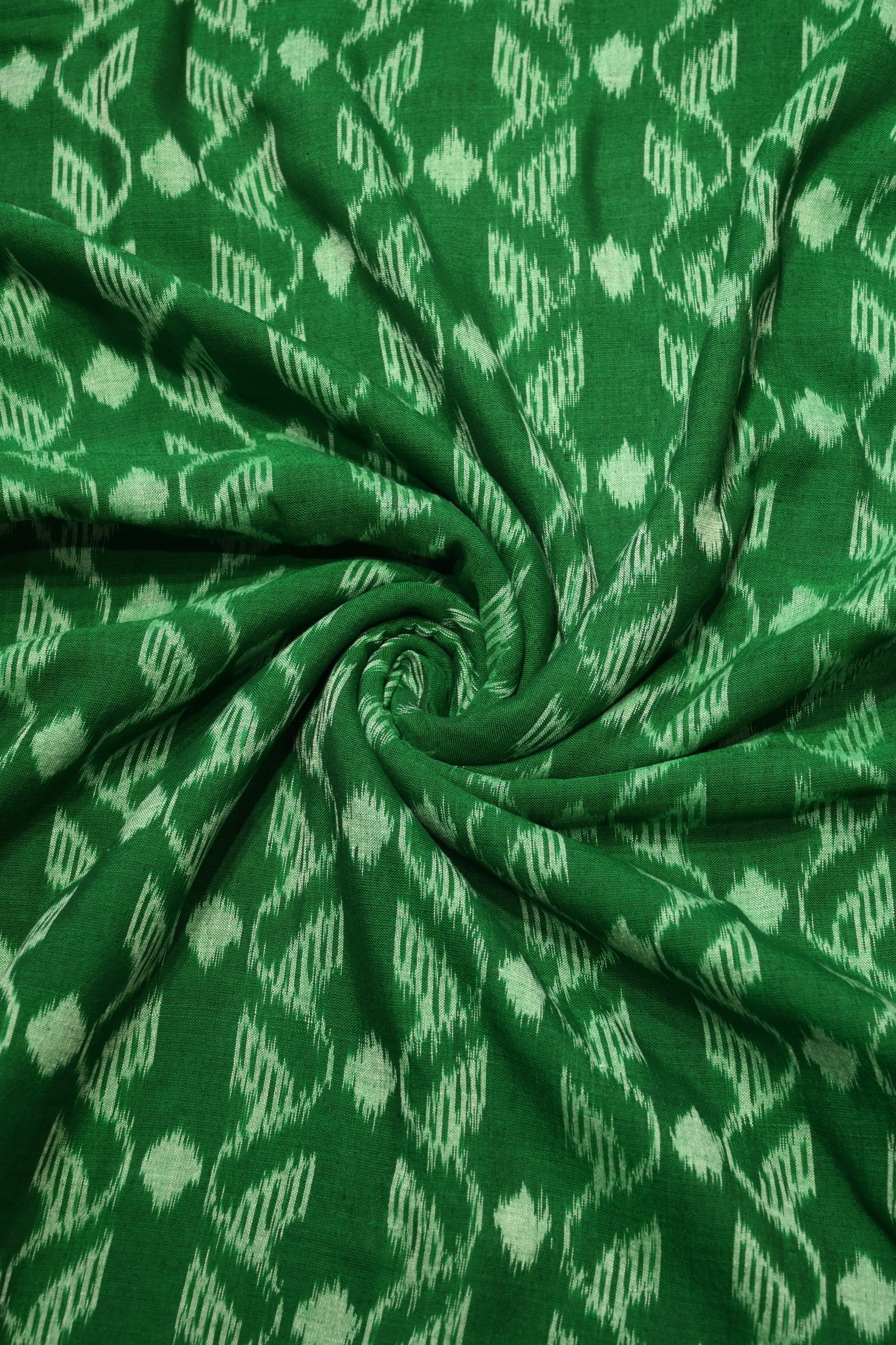 IndianVillèz Green Sambalpuri Ikat Cotton Fabric