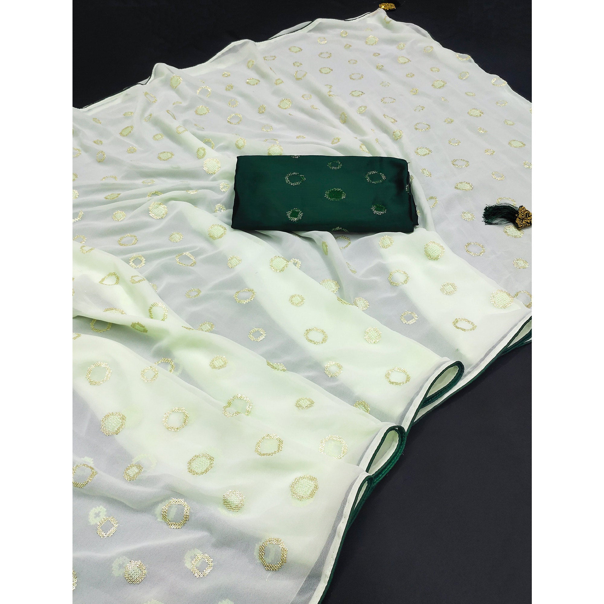BlackTree green-embroidered-georgette-saree-4 - view 3