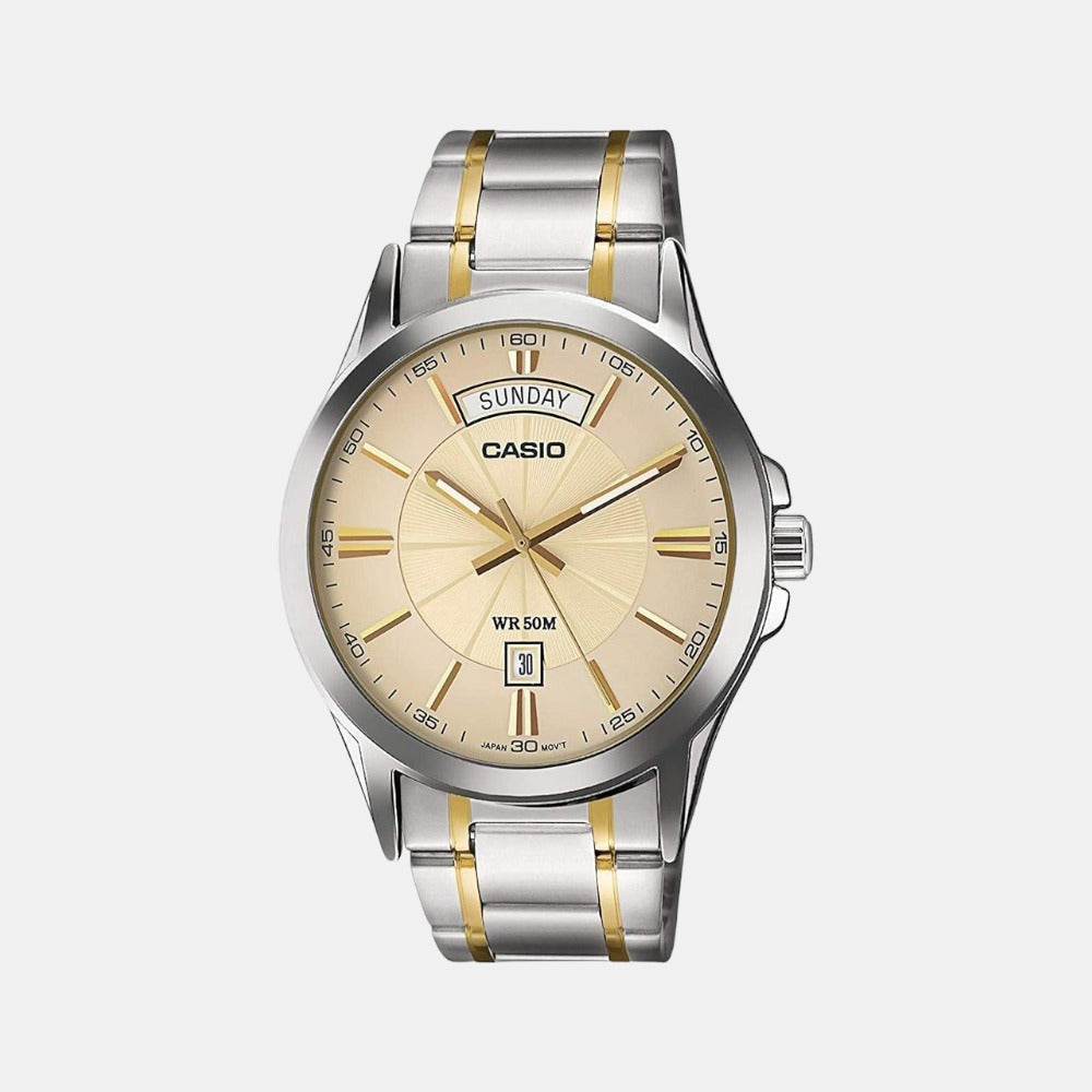 Casio Enticer Men Quartz Gold Dial Analog Stainless Steel Watch A1770