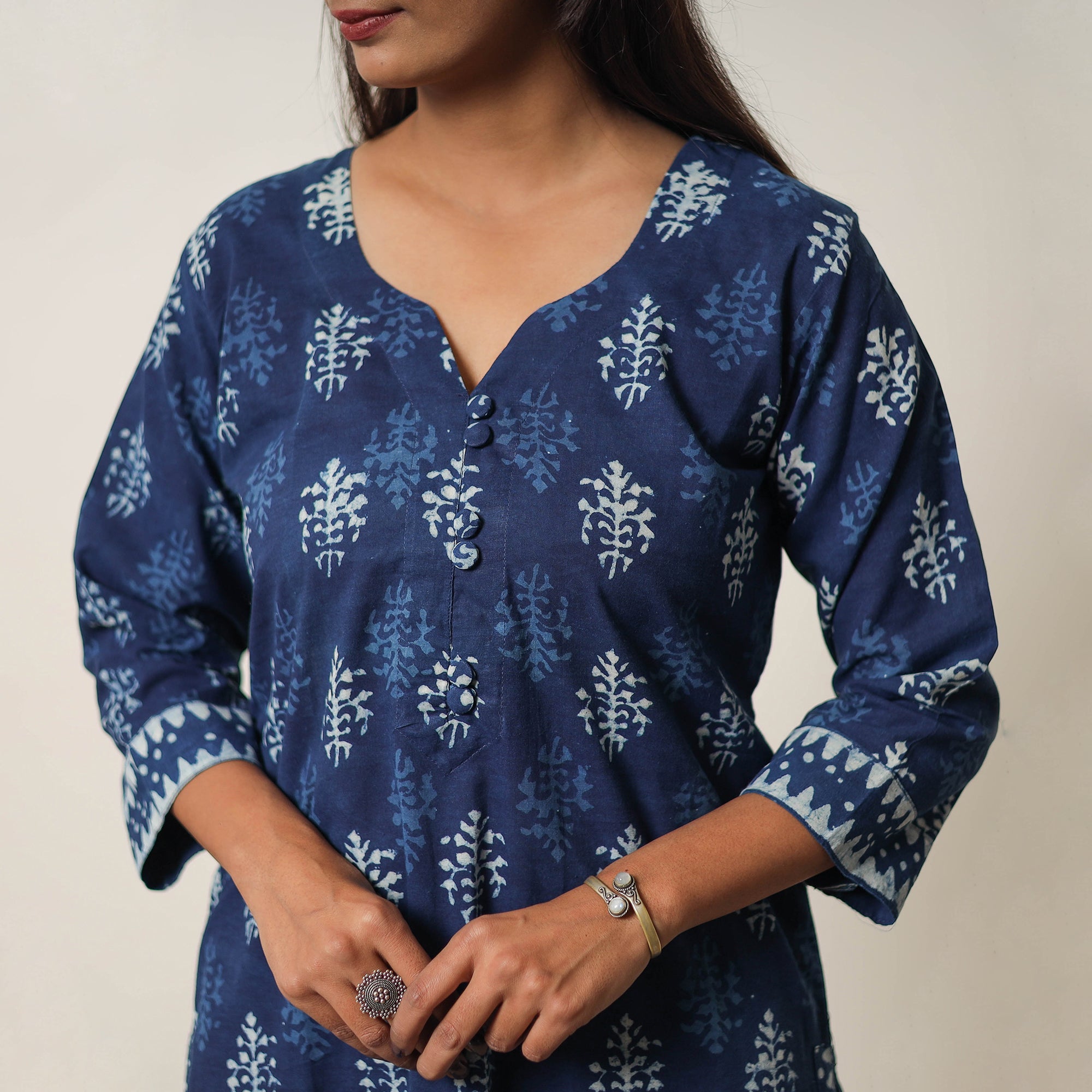 ITOKRI CASUALS Blue - Hand Block Print Indigo Bagru Cotton Suit Set 06 - view 7