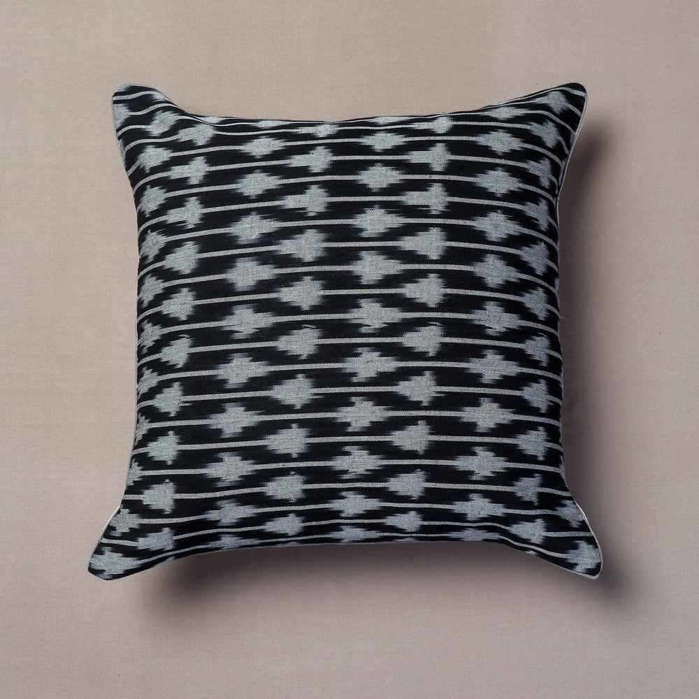 SOUTH KARGHA Black - Pochampally Ikat Cotton Cushion Cover (16 x 16 in)