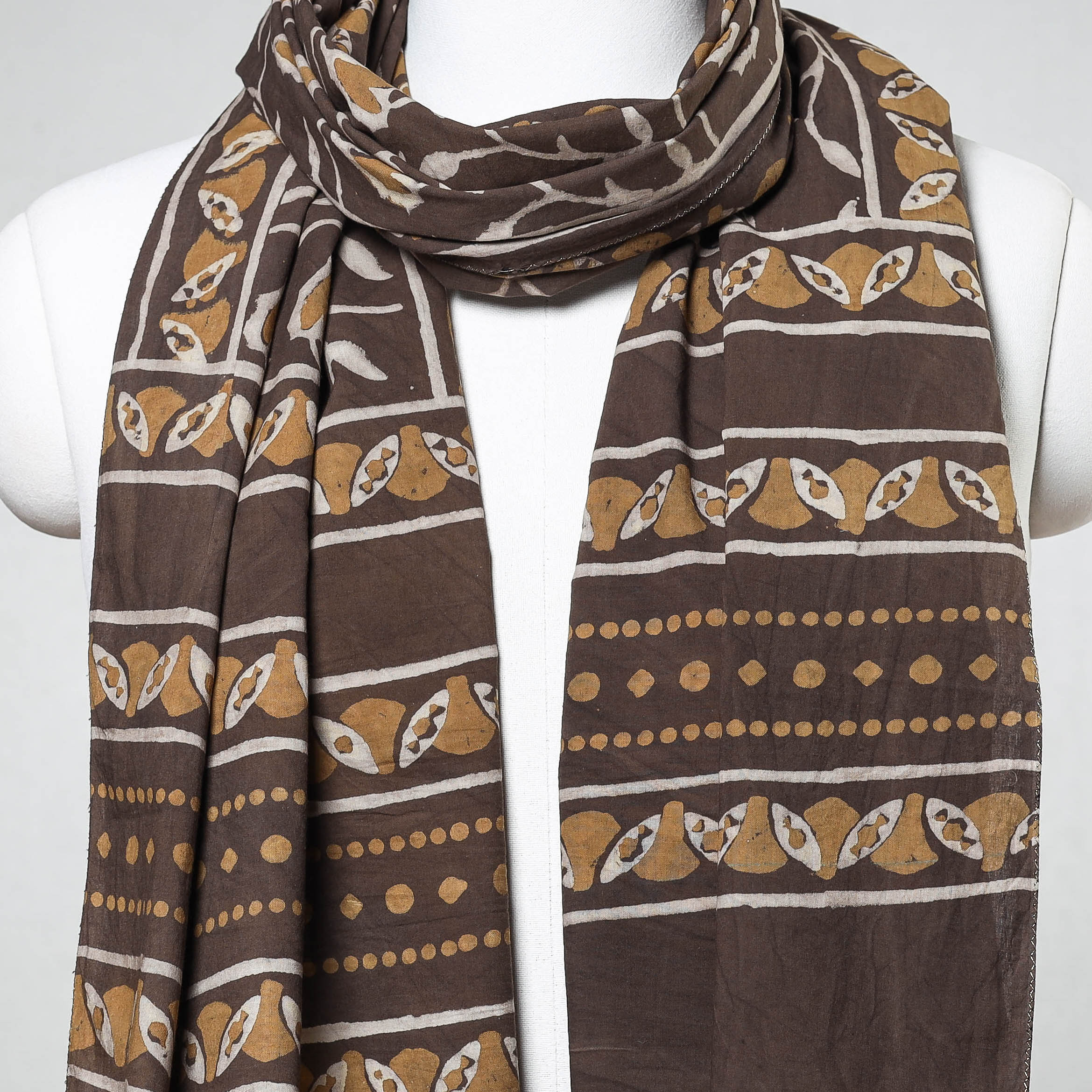 HAVELI CHRONICLES Brown - Akola Block Printed Cotton Stole - view 3