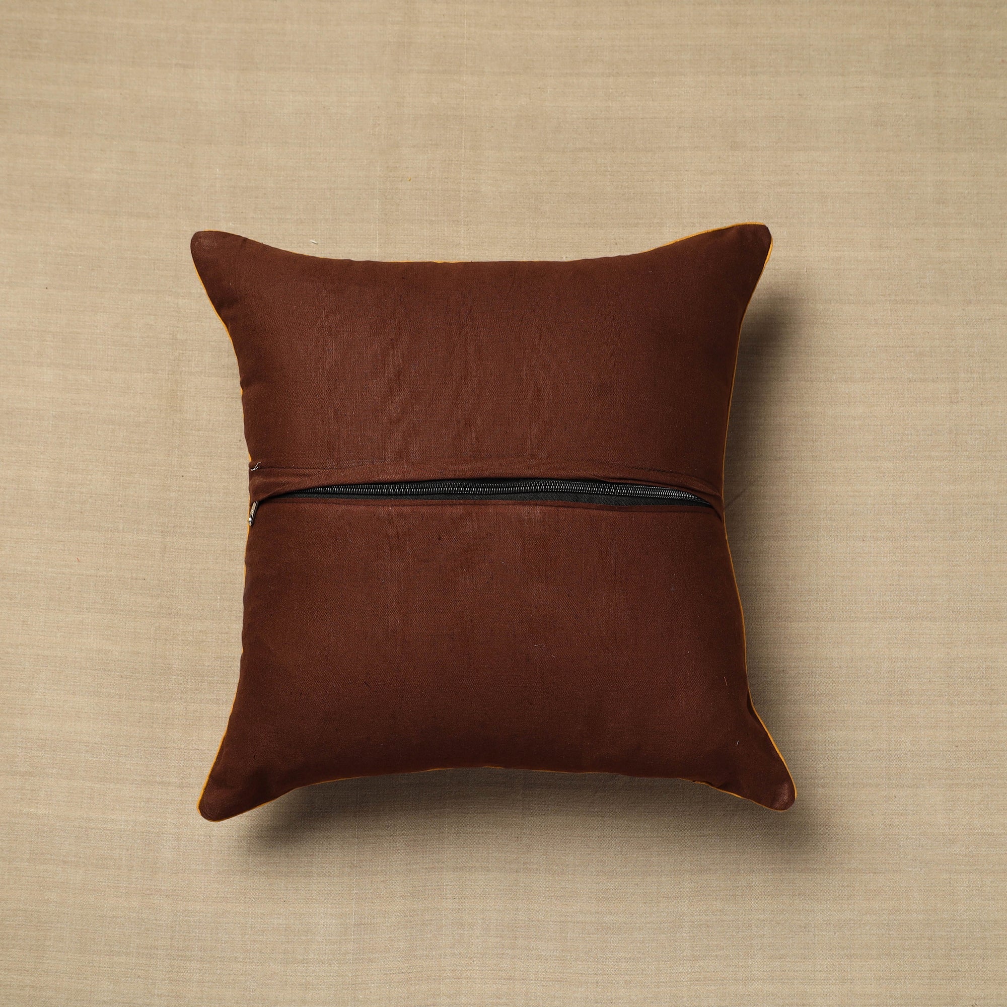 NOORI BAZAR Brown - Block Print Cotton Kalamkari Cushion Cover (16 x 16 in) 24 - view 3