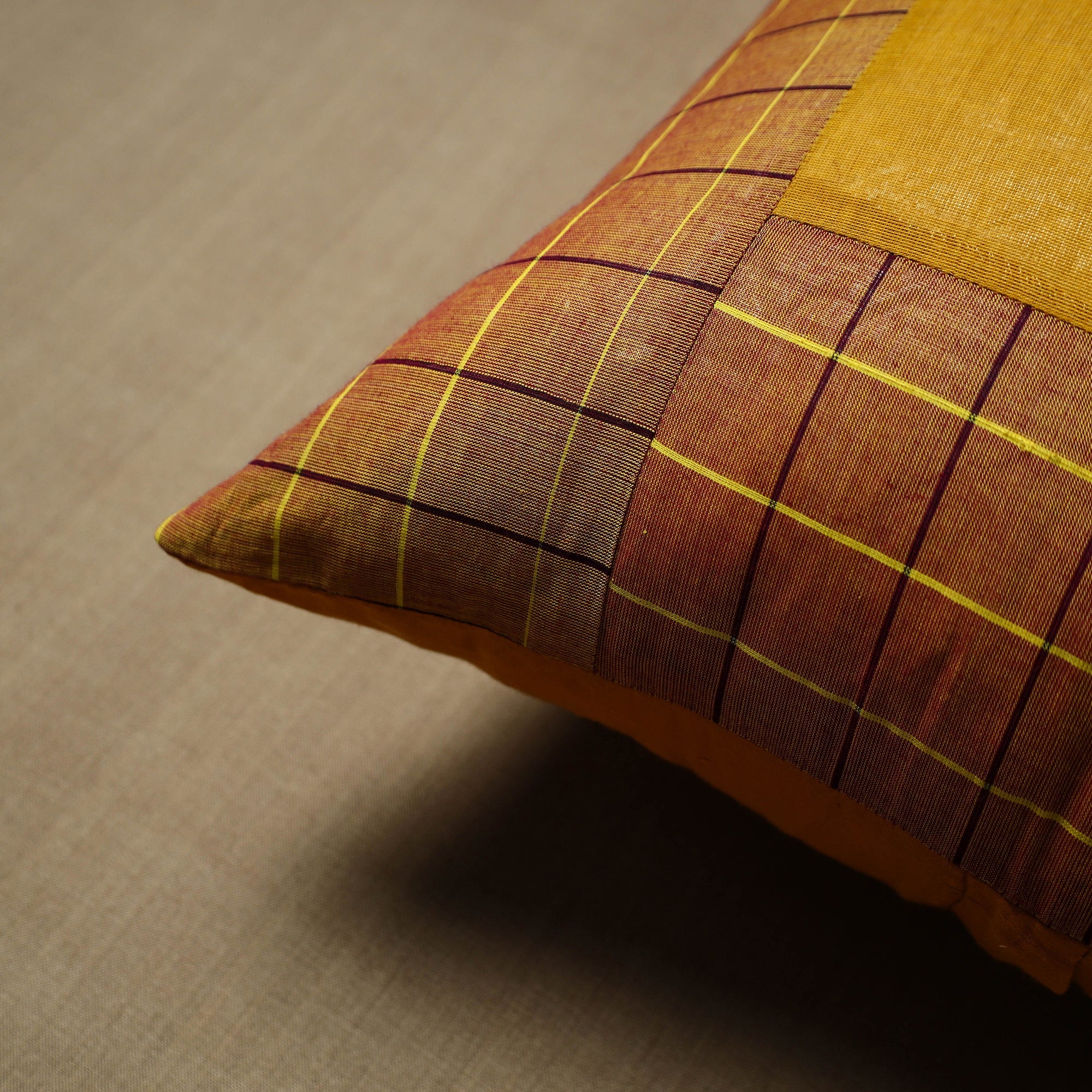 NOORI BAZAR Brown - Patchwork Cotton Kanchipuram Cushion Cover (16 x 16 in) 12 - view 2