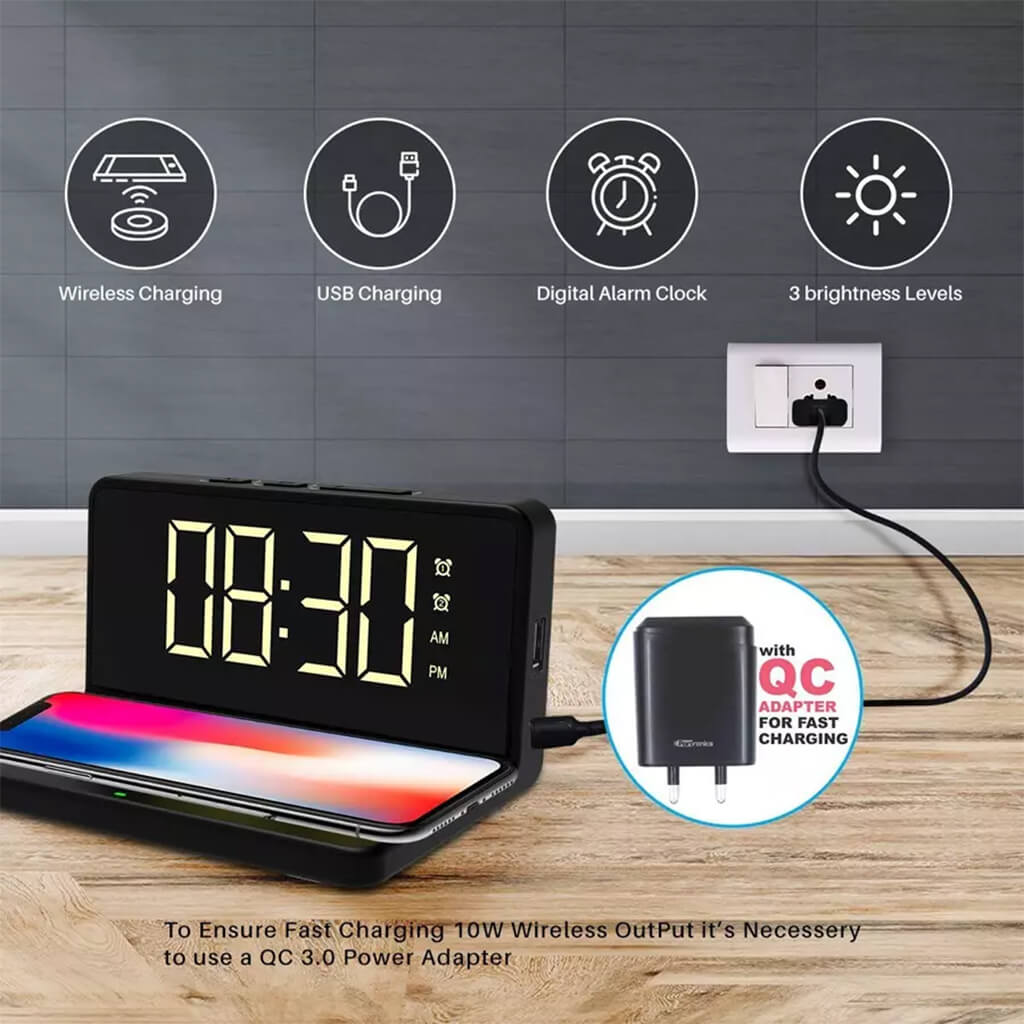 Corporate Solution Wireless Charger With Alarm Clock - view 2