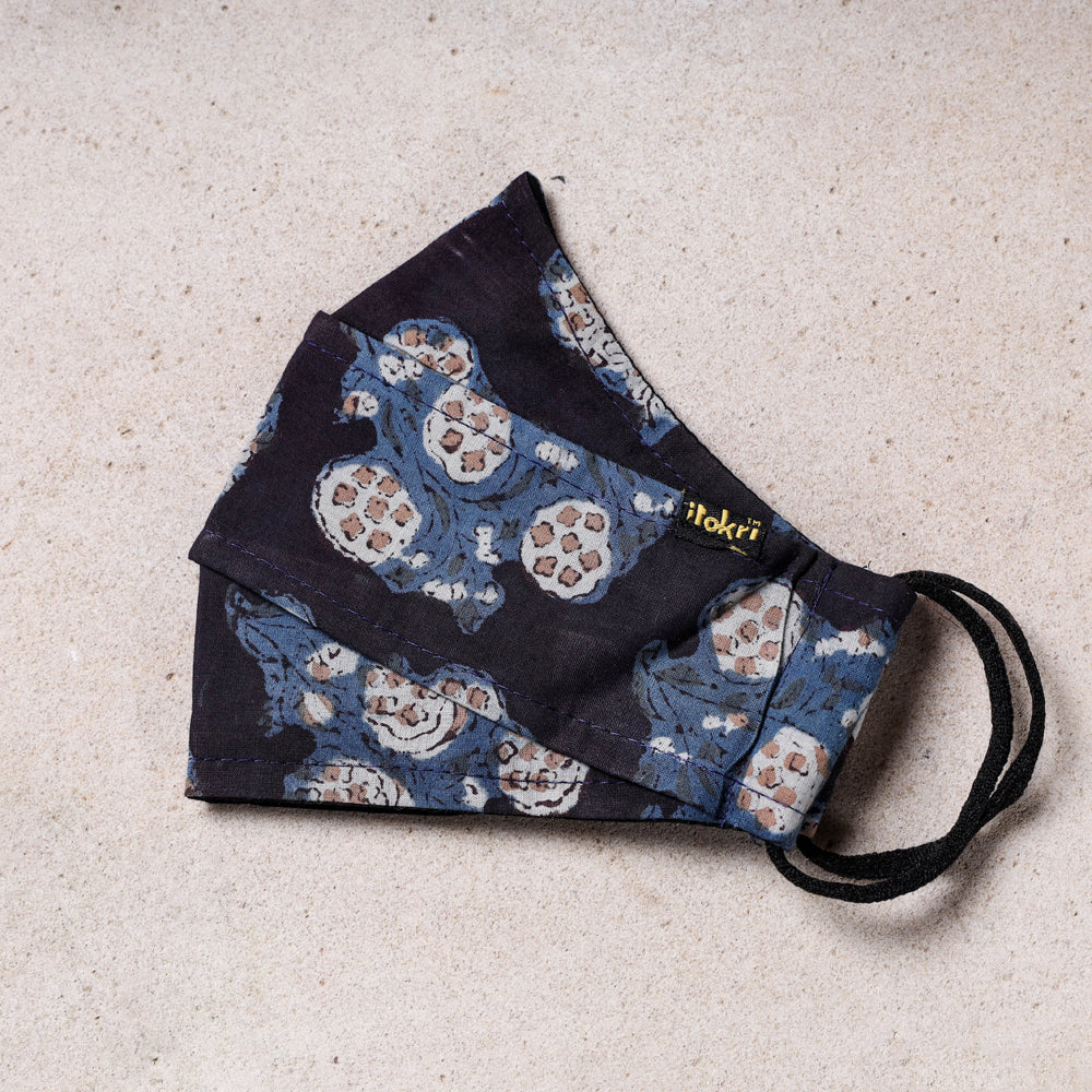 JALPARI Bagru Block Printed Cotton 3 Layer Maska Snug Fit Face Cover