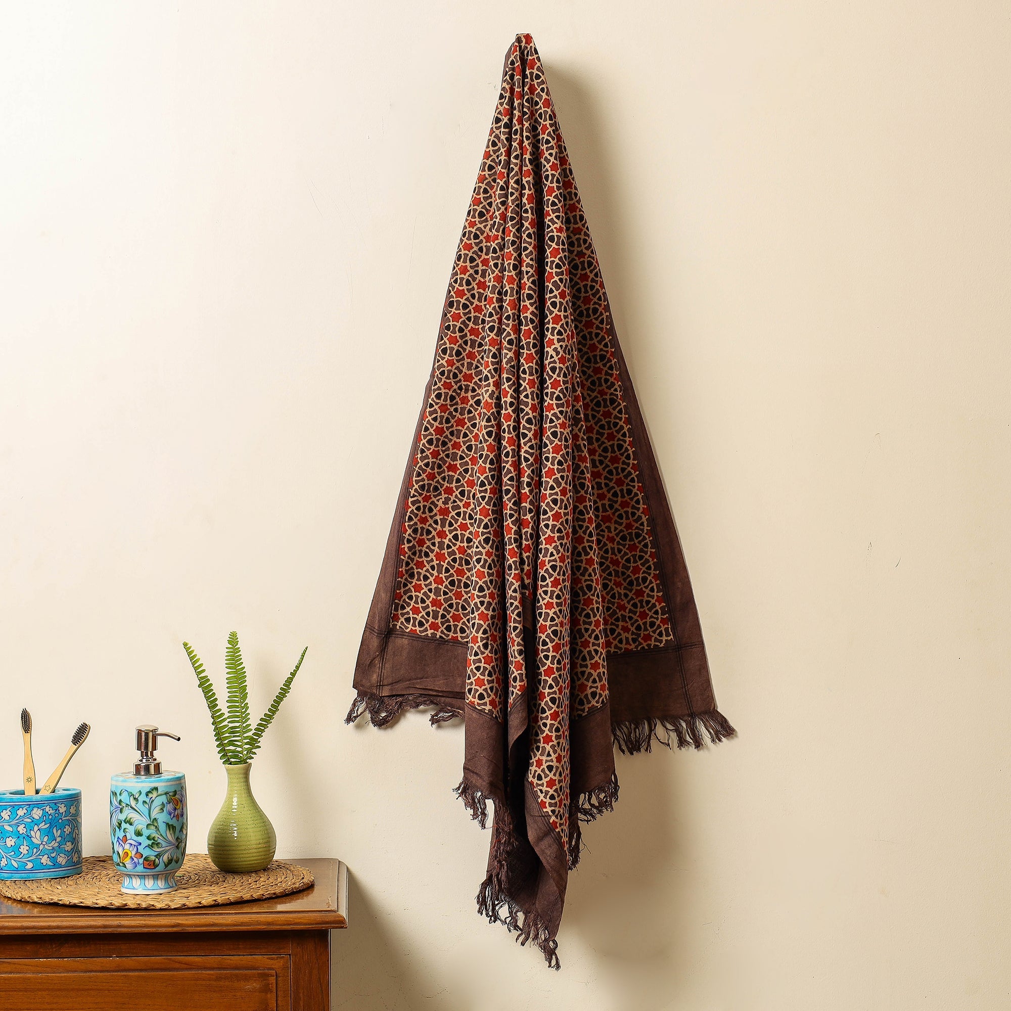 KACHCHH JI CHHAAP Brown - Block Print Cotton Ajrakh Handloom Towel
