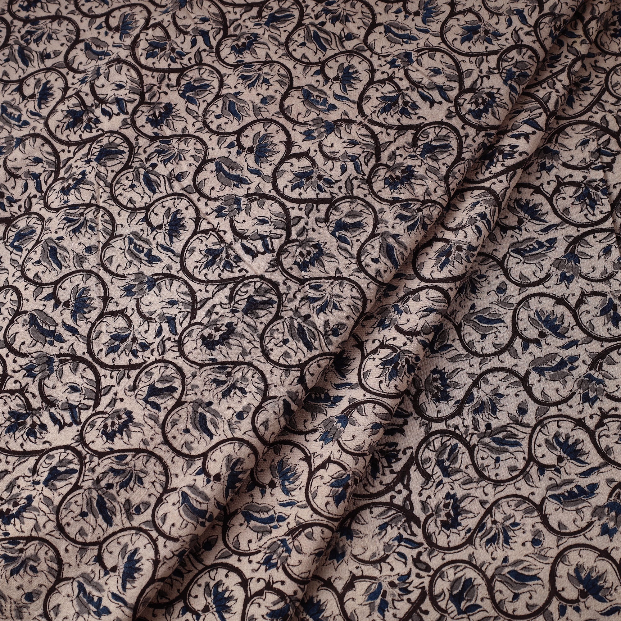 VENKATA BHANU KALAMKARI PEDANA Beige - Pedana Block Printed Cotton Kalamkari Fabric 07 - view 2
