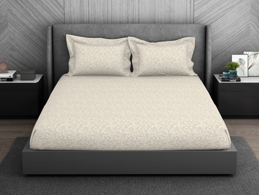 Spaces India Ornate 100% Cotton King Size Bedsheet - Elegance Faux Jacquard by Spaces