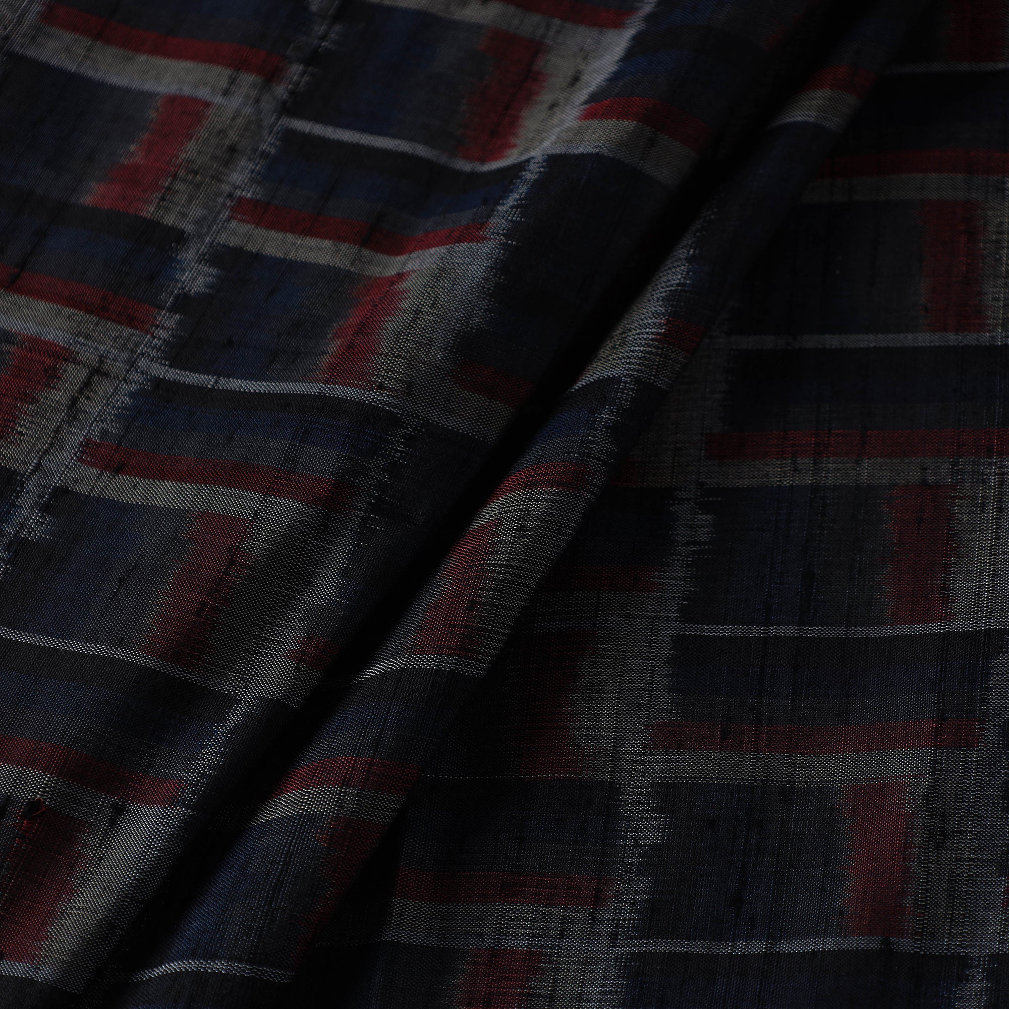SOUTH KARGHA Black - Handloom Raw Silk Pochampally Ikat Fabric 29 - view 2