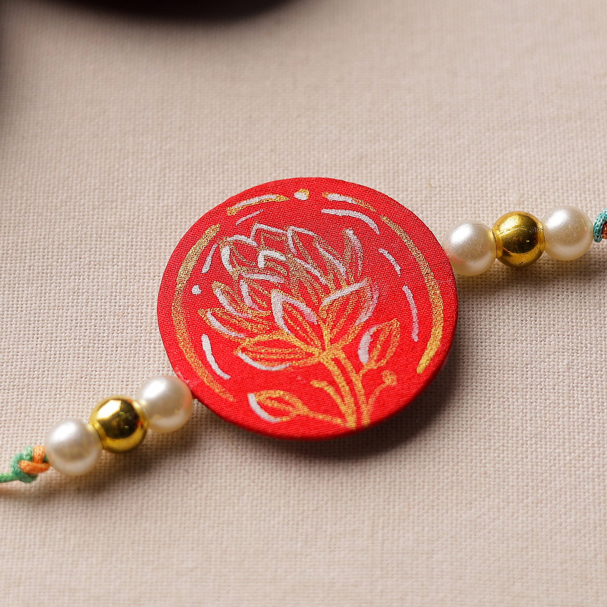KHUSHBASH - HAPPY LOOM OF EAST Bishnupur Handpainted Fabric Rakhi 10 - view 2