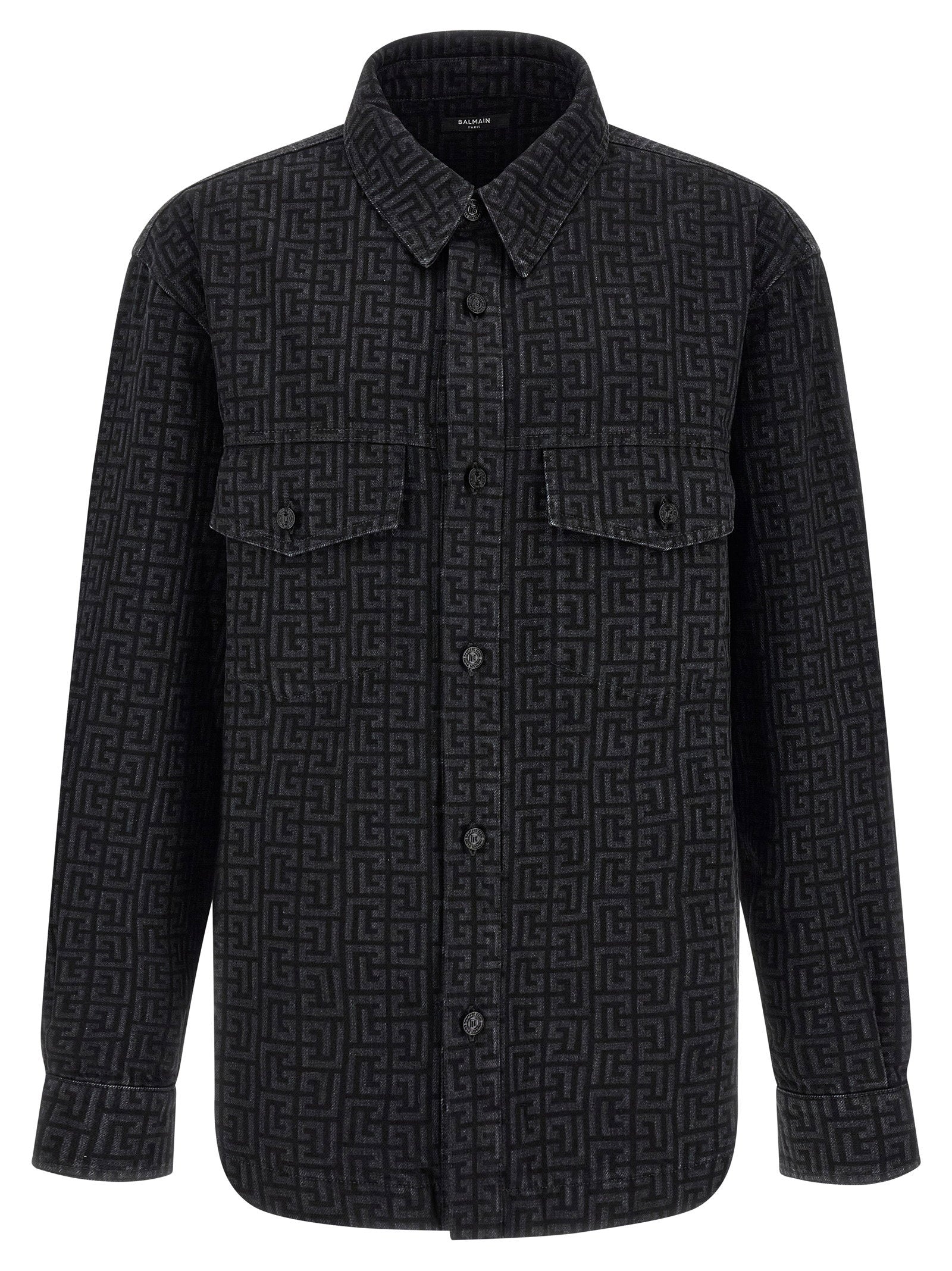 Balmain Monogram Pattern Overshirt – 100% cotton