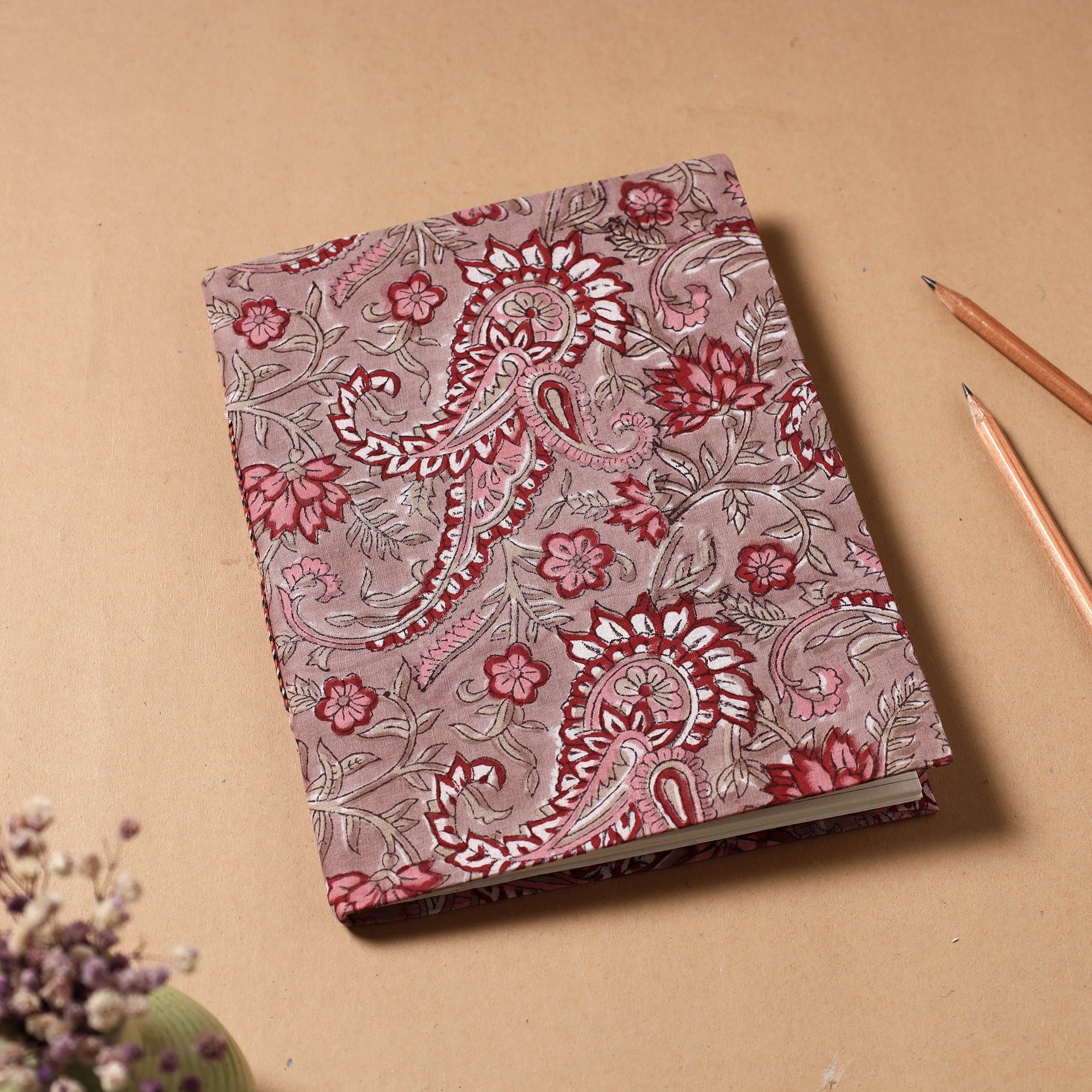 BINDAAS UNLIMITED Brown - Sanganeri Fabric Cover Handmade Paper Notebook (9 x 7 in)