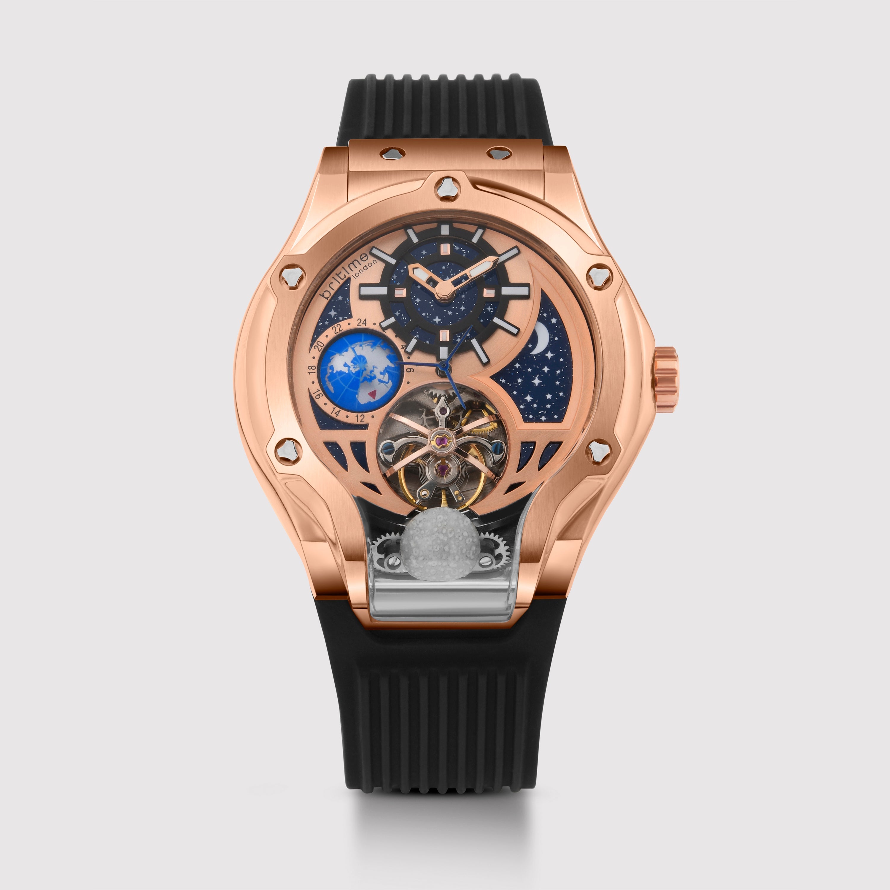 Britime Asteroid Men Automatic Rose Gold Dial Multi-Function Silicone Watch 777-P30706 - view 2