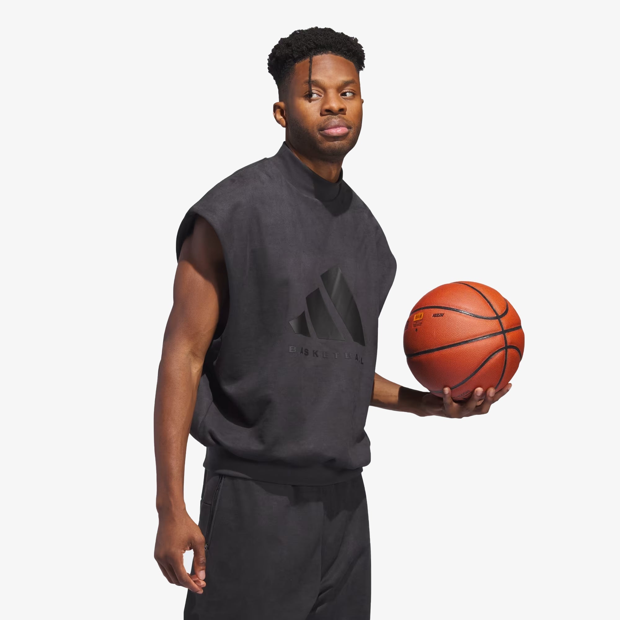 Adidas Originals | BASKETBALL SUEDED SLEEVELESS SWEATSHIRT { CARBON - view 2