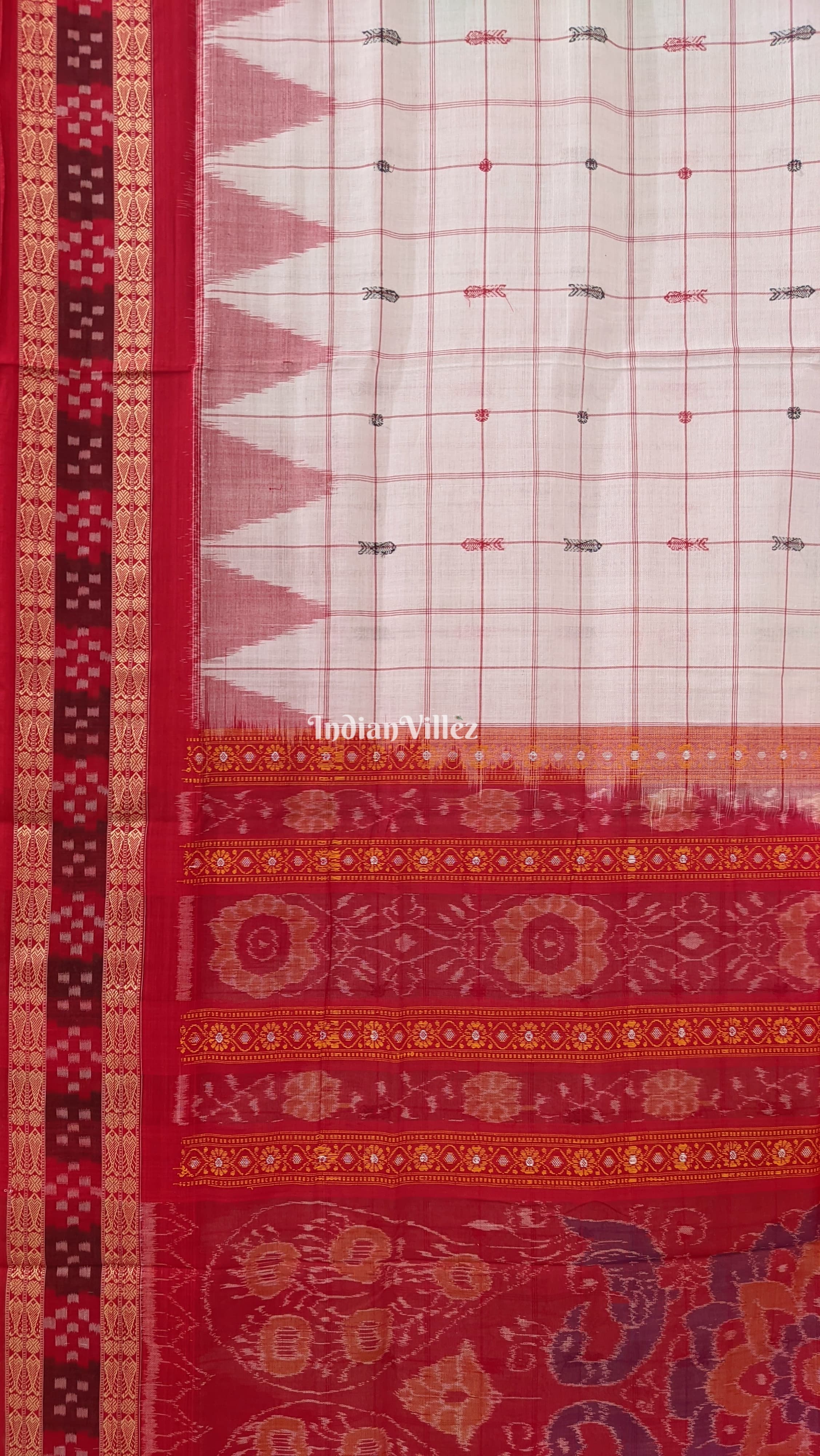IndianVillèz Pink White Dual Tone Bomkai Sambalpuri Pure Cotton Saree - view 3