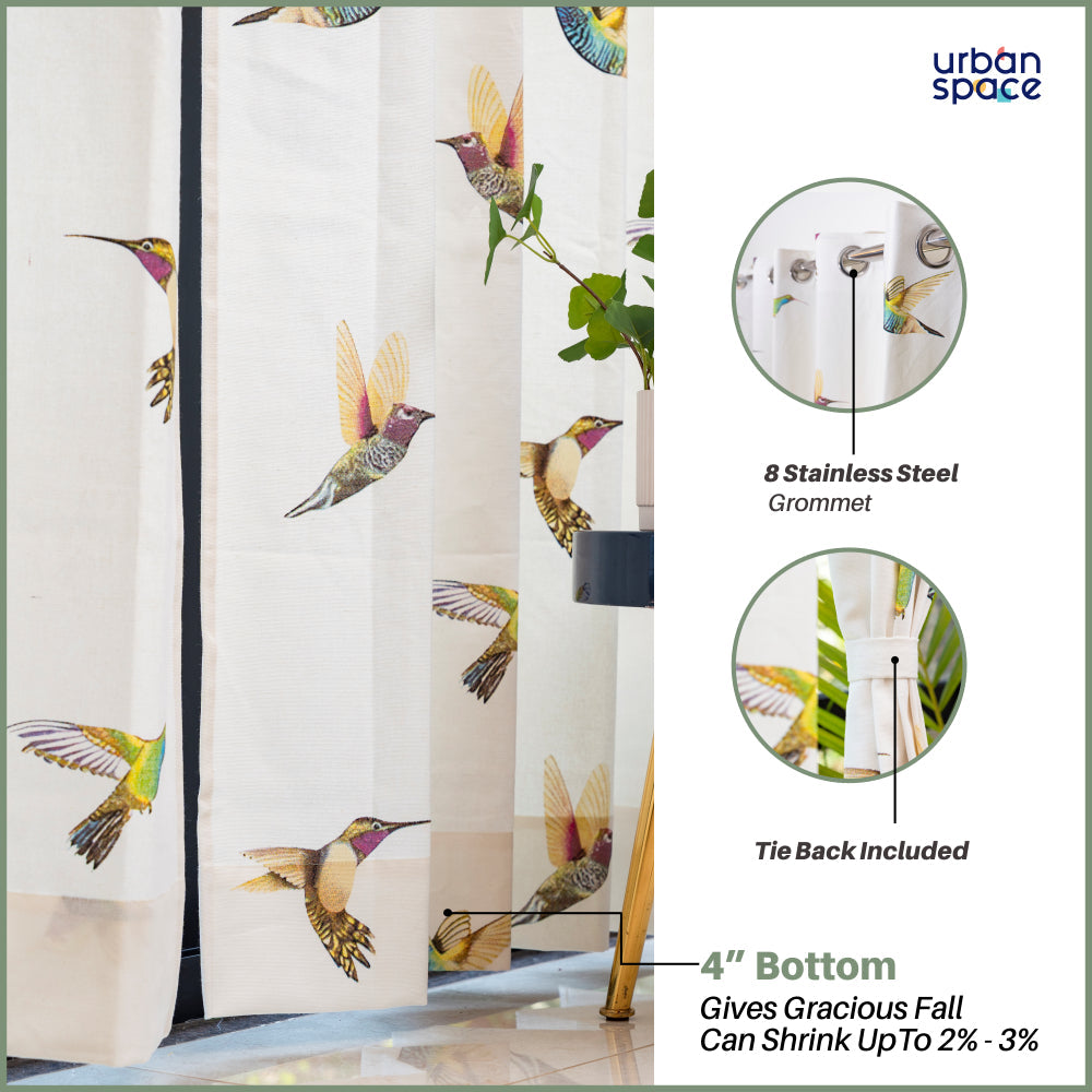 Urban Space -Home Furnishing Store 100% Cotton Curtains for Living Room, Bedroom curtains - Pack of 2 curtains, Macaw - Yellow - view 2