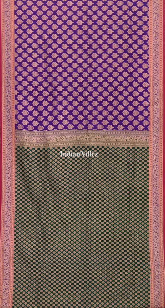 IndianVillèz Blue Green Banarasi Handloom Silk Saree - view 2