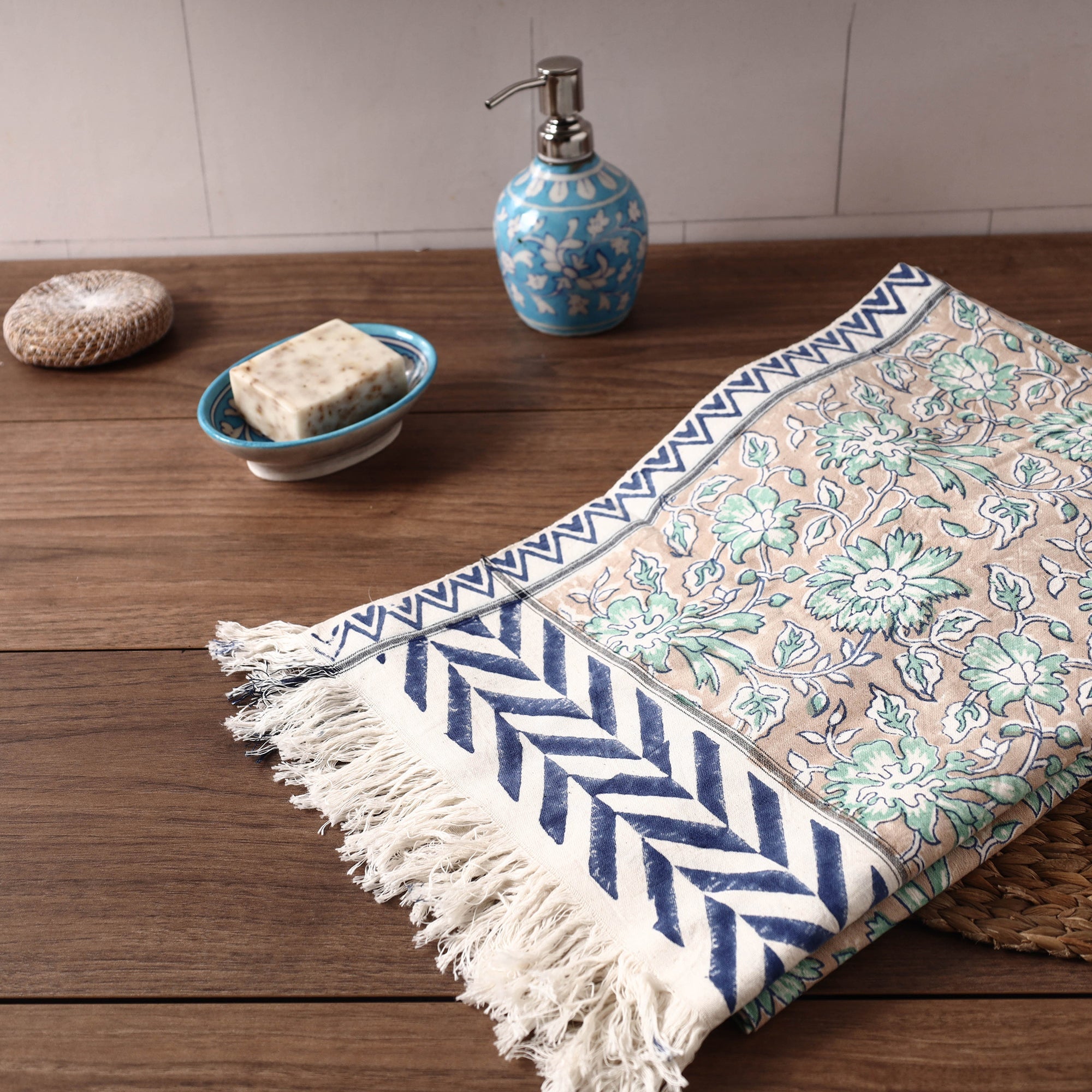 HAVELI CHRONICLES Brown - Sanganeri Block Printed Handloom Cotton Towel