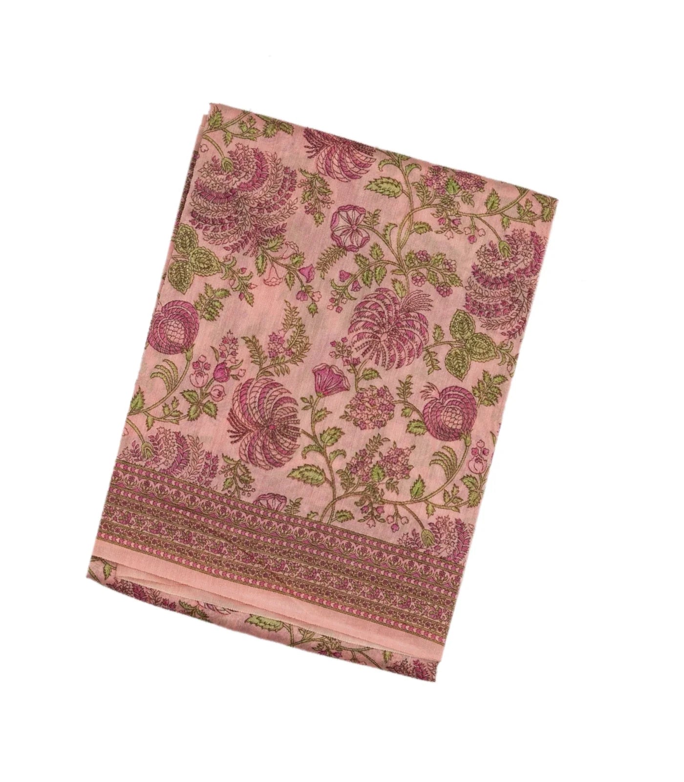 RmKV Baby Pink Handloom Chanderi Cotton Saree With Printed Floral Motif