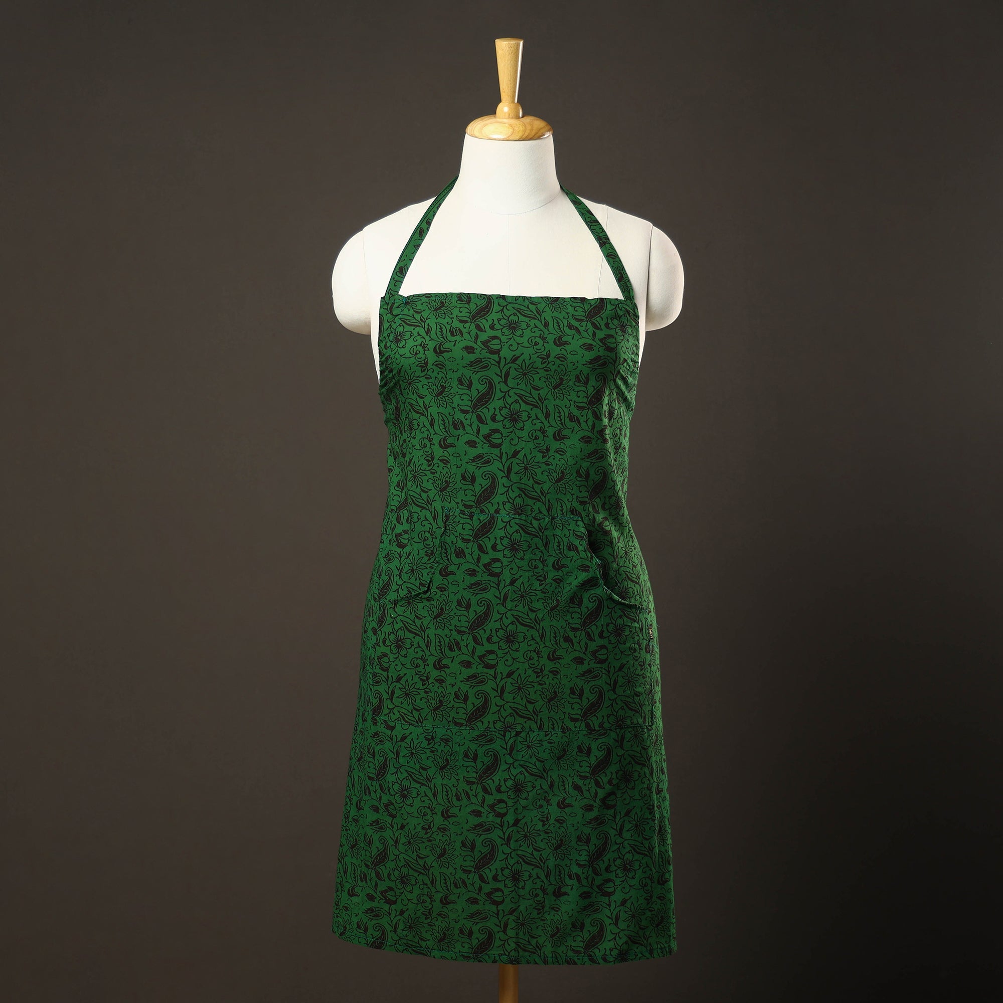 ITOKRI CRAFTS INITIATIVE Bagh Block Printed Cotton Apron with Pocket 22