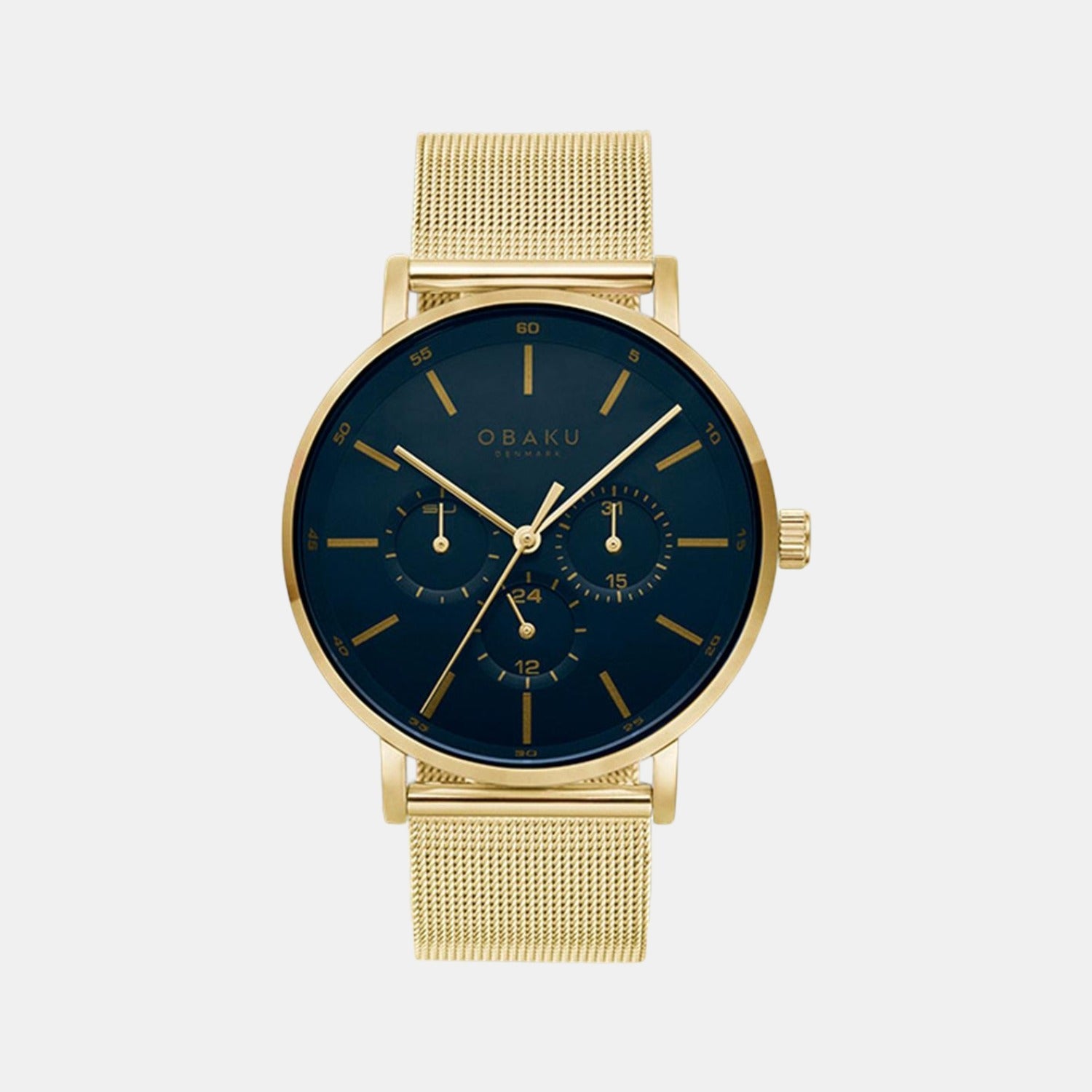 Obaku Ege Water Men Quartz Blue Dial Analog Stainless Steel Watch V246GMGLMG