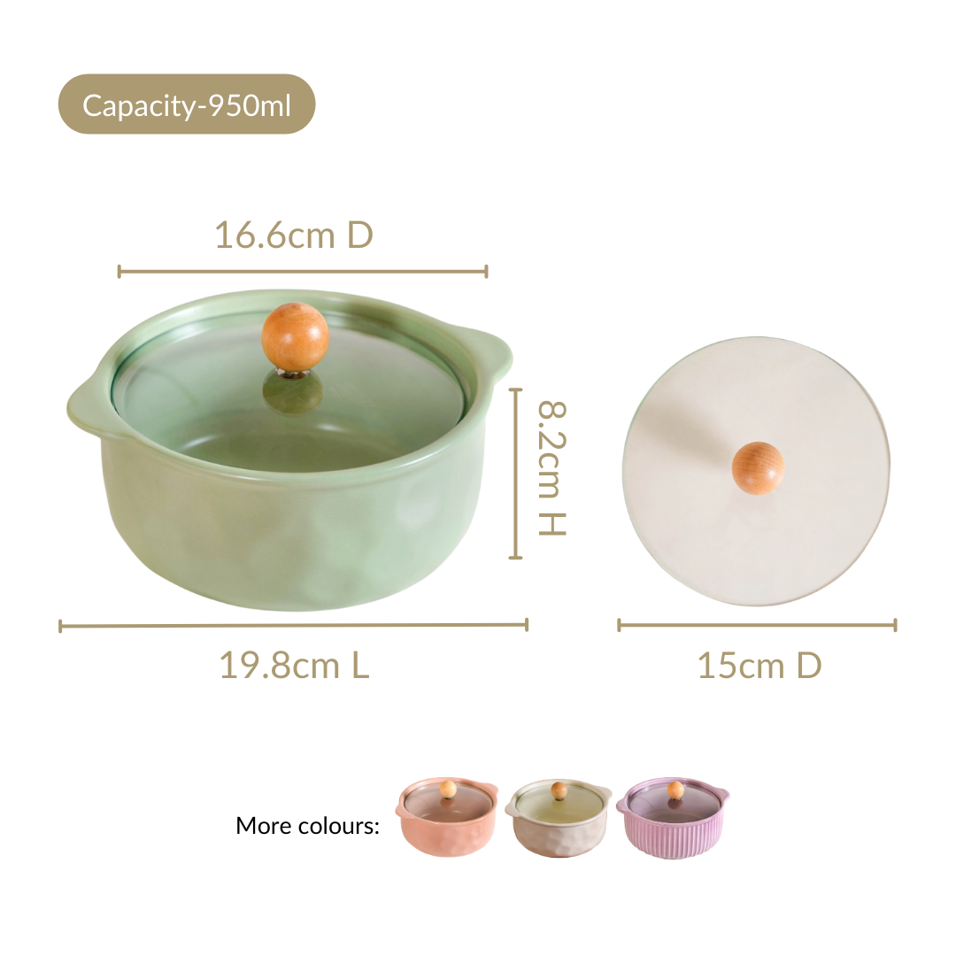 Nestasia Pebble Textured Serving Bowl With Glass Lid 950ml - view 4