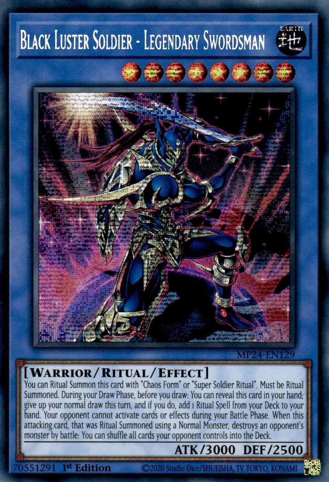 Yu-Gi-Oh! Black Luster Soldier - Legendary Swordsman - MP24-EN129 - Prismatic Secret Rare - 1st Edition
