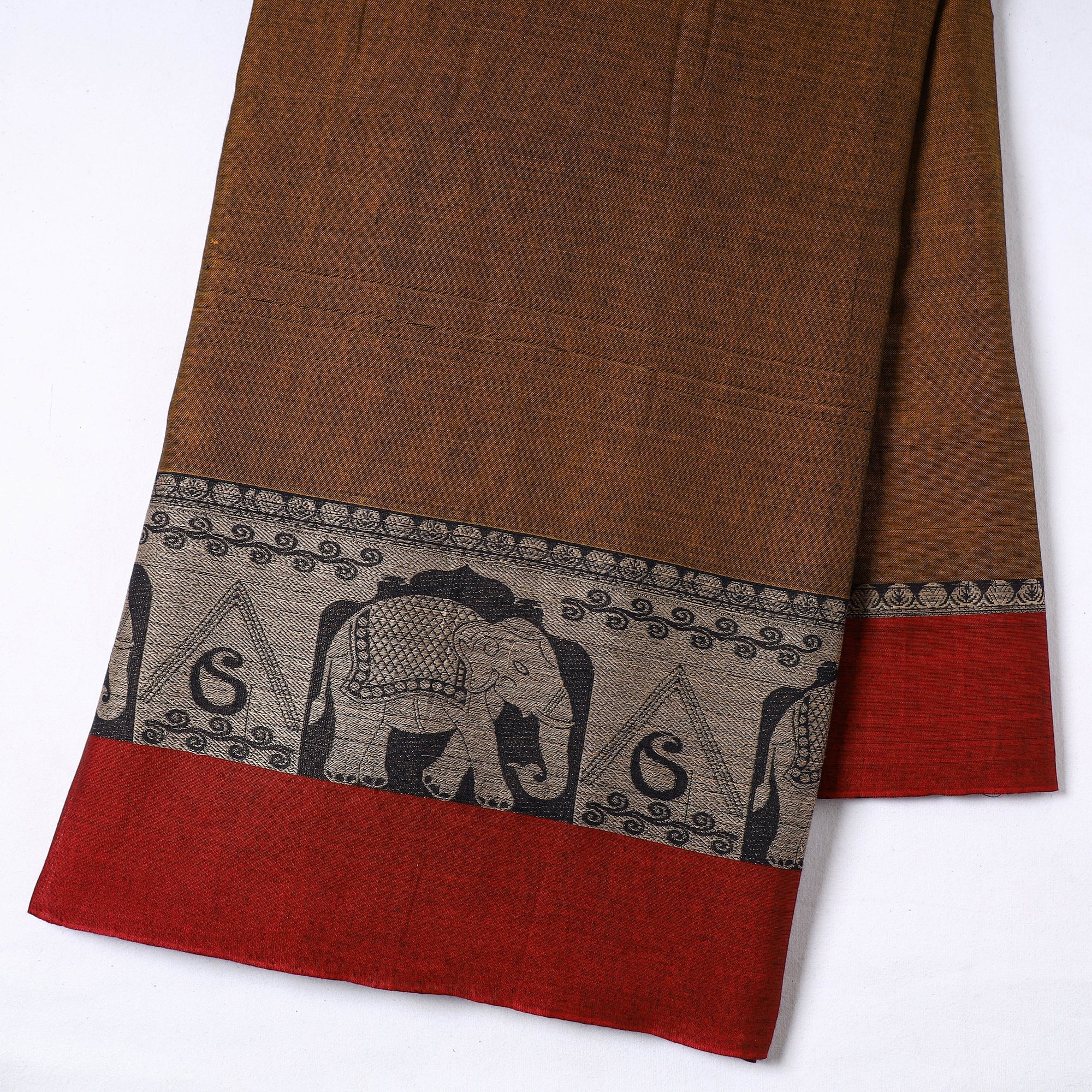 ITOKRI CRAFTS INITIATIVE Brown - Prewashed Dharwad Mercerised Cotton Thread Border Fabric 20 - view 2